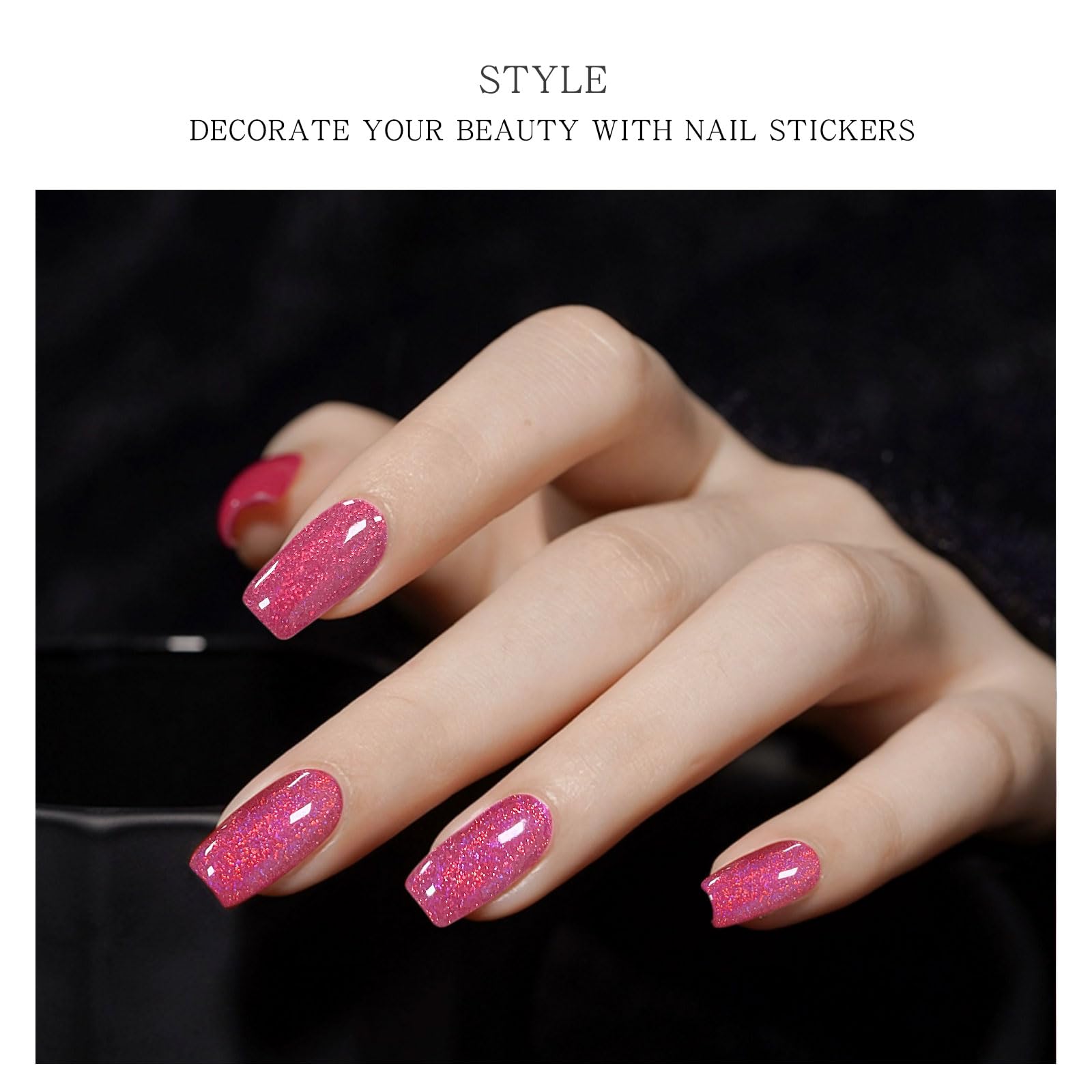 JMEOWIO Red Glitter Semi-Cured Gel Nail Strips - DIY UV/LED Gel Nail Stickers for Salon-Quality Manicures at Home | Perfect for Parties, Weddings & Special Occasions