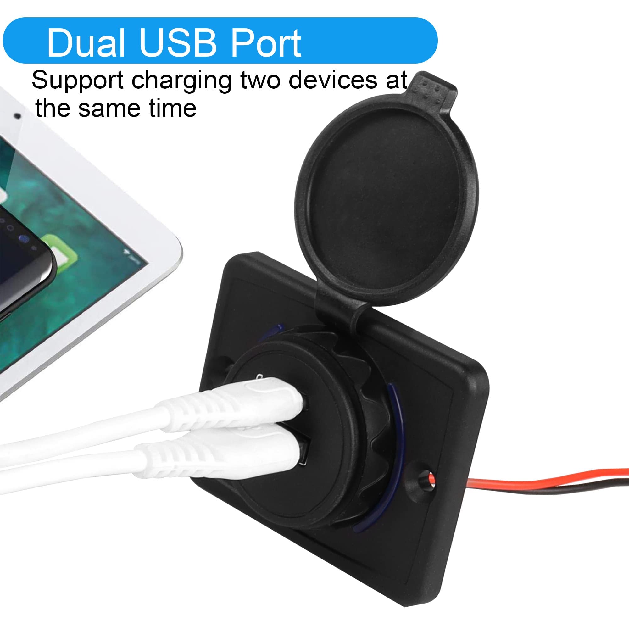 18W PD USB-C & QC 3.0 USB-A RV Power Outlet - Dual Port 12V-24V Car Charger Socket with Protective Cap | Fast Charging for Road Trips, Camping & Mobile Offices
