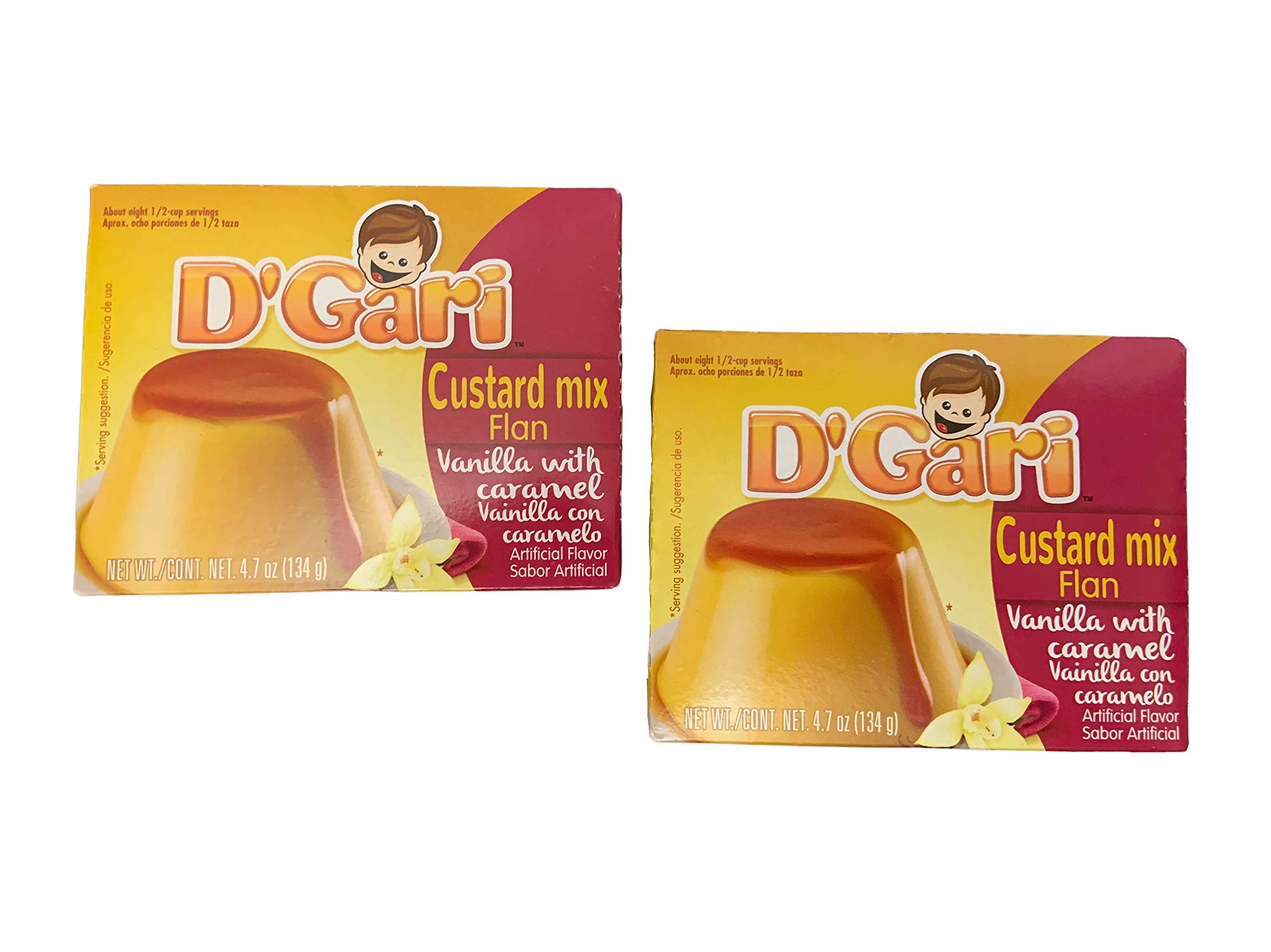 DGari Flan Mix Pack of 2 (4.7oz Each) - Vanilla Dessert Powder for Quick Snacks | Easy Preparation with Milk | Authentic Mexican Gelatin Dessert | Perfect for Parties, Family Gatherings & After-Meal Treats