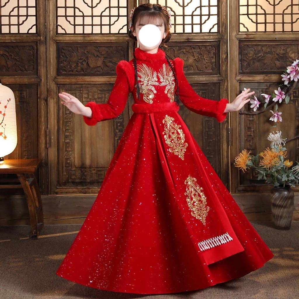 Chinese Style Kids Winter Dress - Traditional Tang Suit & Hanfu Cotton-Padded Coat for Boys & Girls (Red, Size 100CM) - Perfect for Chinese New Year, Winter Festivals & Cultural Events