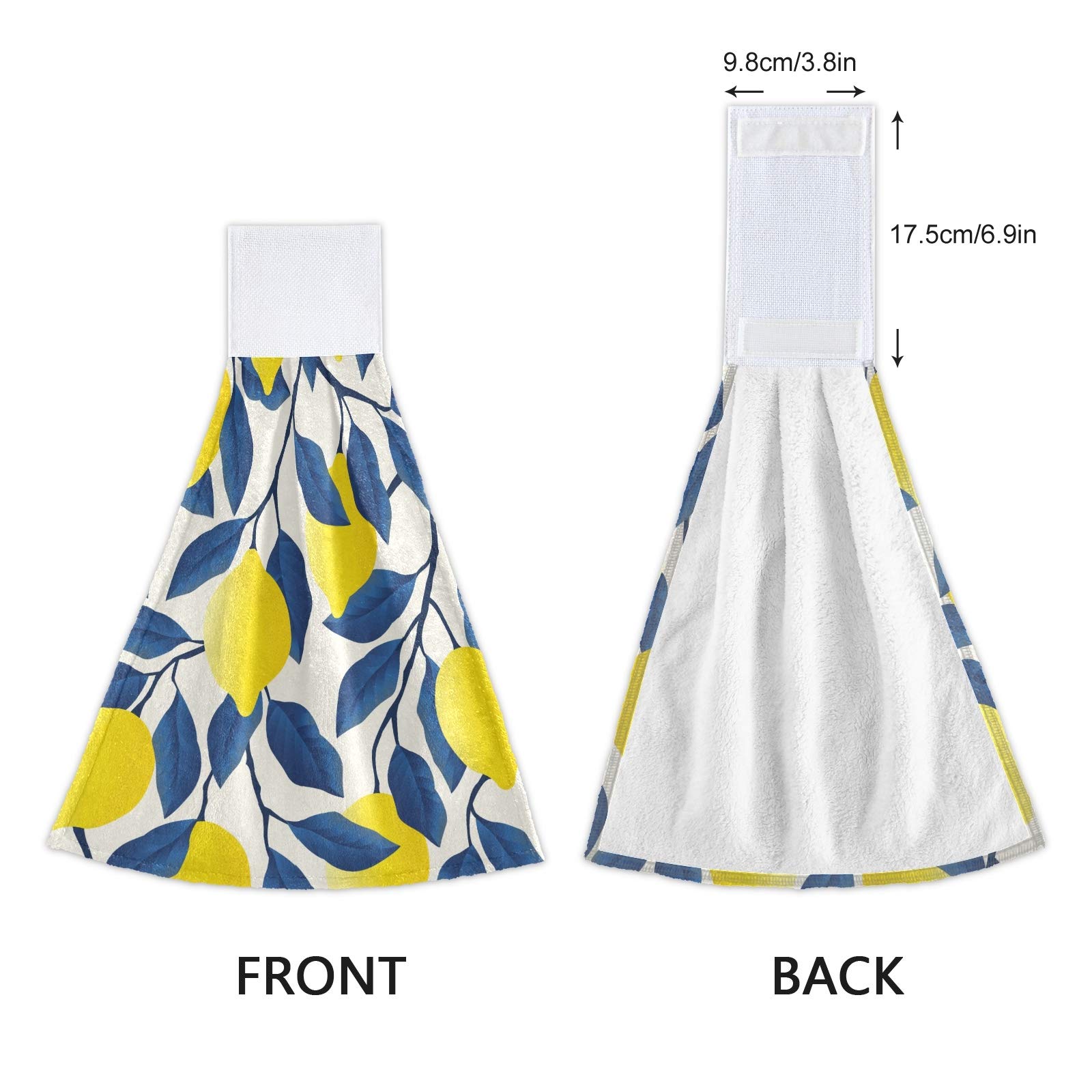 2 Pack Tropical Lemon Tree Blue Leaves Hanging Kitchen Towels - Fast Drying, Super Absorbent & Soft Touch Hand Towels for Kitchen, Bathroom - Perfect for Cooking, Cleaning & Home Decor