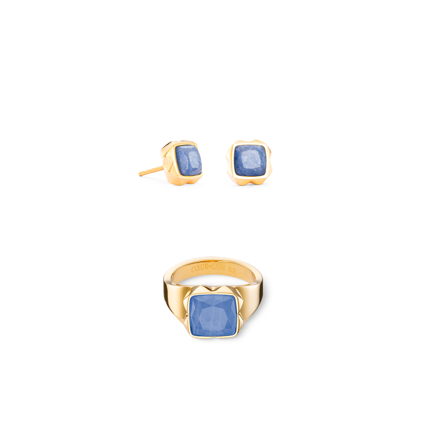 Square Aventurine Ring with Gold Blue Spikes - Elegant Crystal Jewelry for Women, Perfect for Parties, Weddings & Everyday Wear