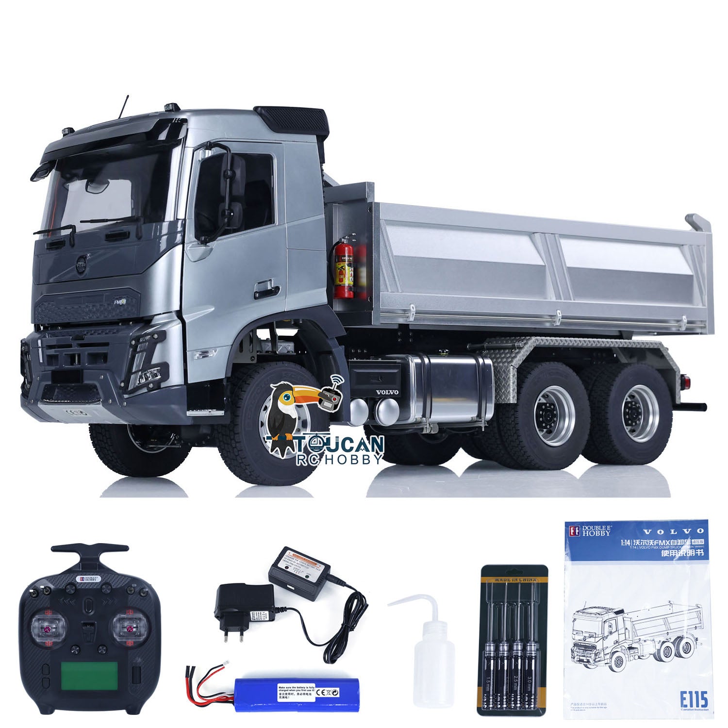 1/14 Scale Double E Hydraulic RC Dump Truck - 6x6 FMX Remote Control Construction Vehicle, Ready-to-Run Hobby Model for Adults & Kids - Perfect for Construction Site Play, DIY Projects & Collector Displays