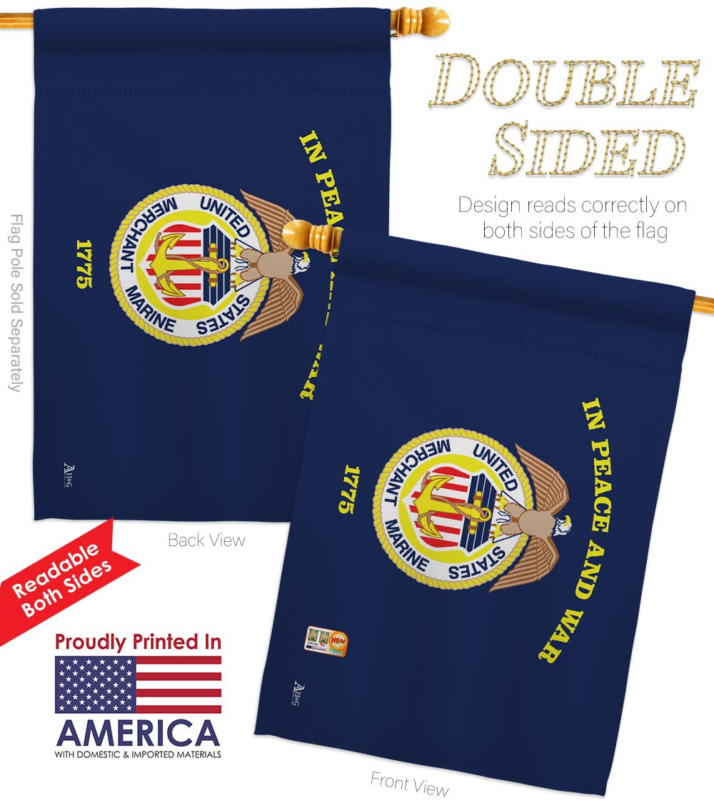 USMC Semper Fi Garden House Flag Kit - Double-Sided 28x40 Inch Military Veteran Yard Banner - Armed Forces & Merchant Marine Decorative Gift - Made in USA - Perfect for Patriotic Home Decor & Military Appreciation Events