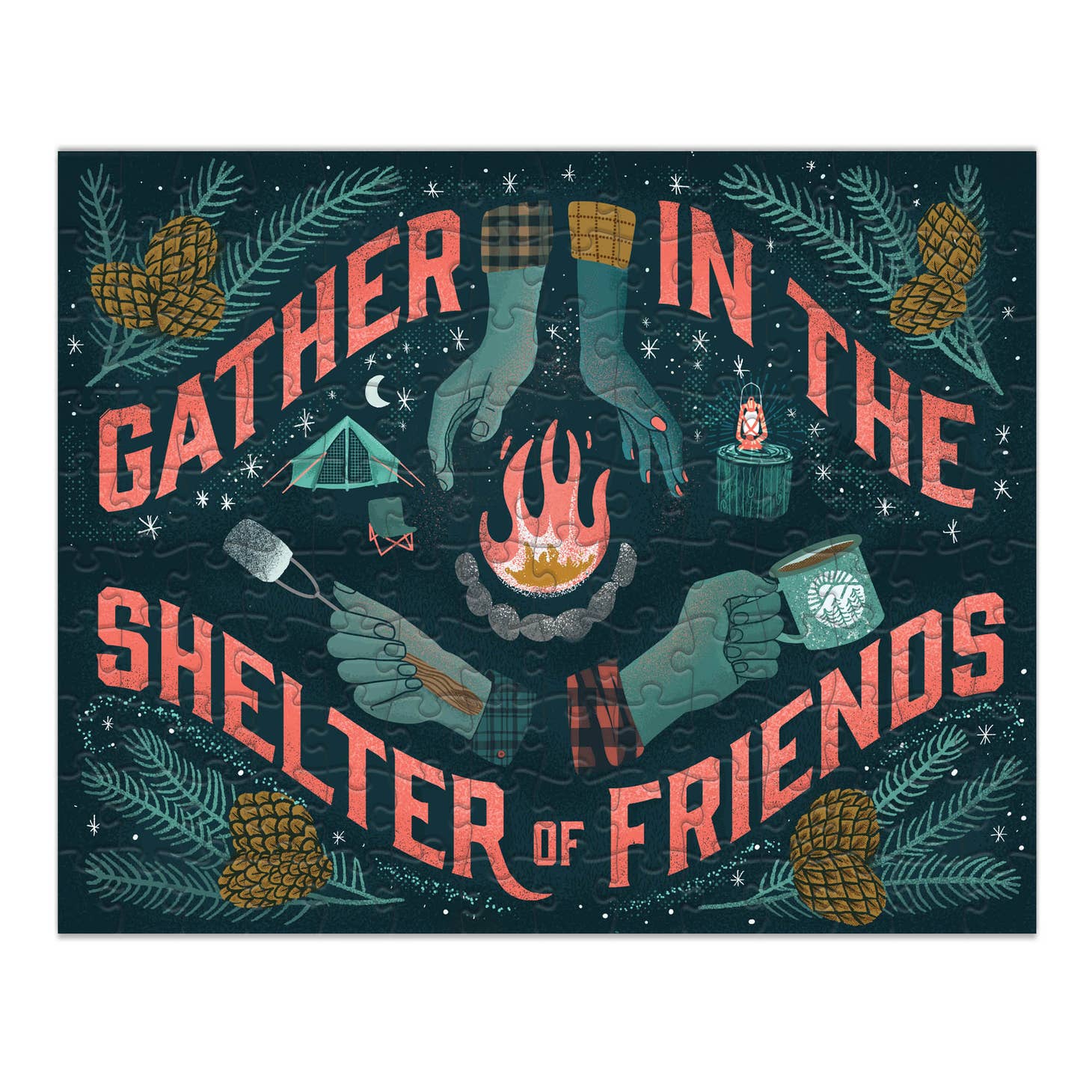 140 Piece Jigsaw Puzzle - Gather in the Shelter of Friends | Fun Family Game Night Activity & Relaxing Stress Relief for Adults