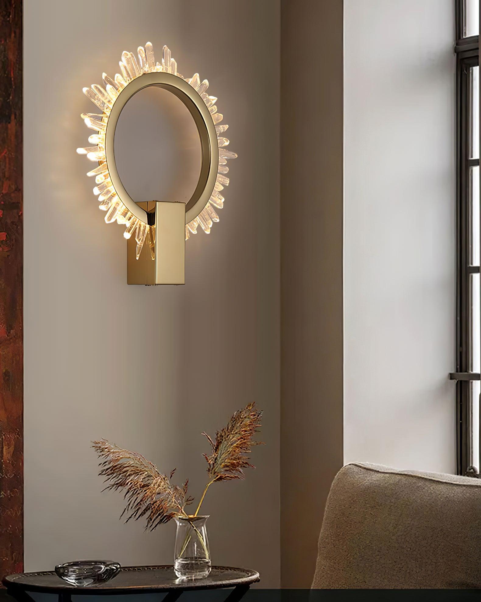 Natural Crystal Wall Lamp - Elegant Home Decor for Living Room, Bedroom & Hallway - Perfect for Ambient Lighting & Modern Interior Design