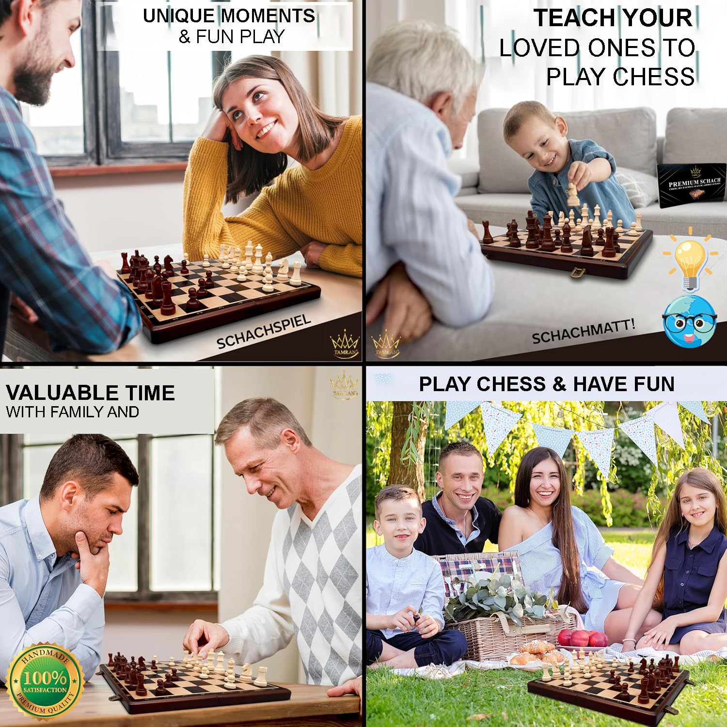 Premium Magnetic Wooden Chess Board Set - 15