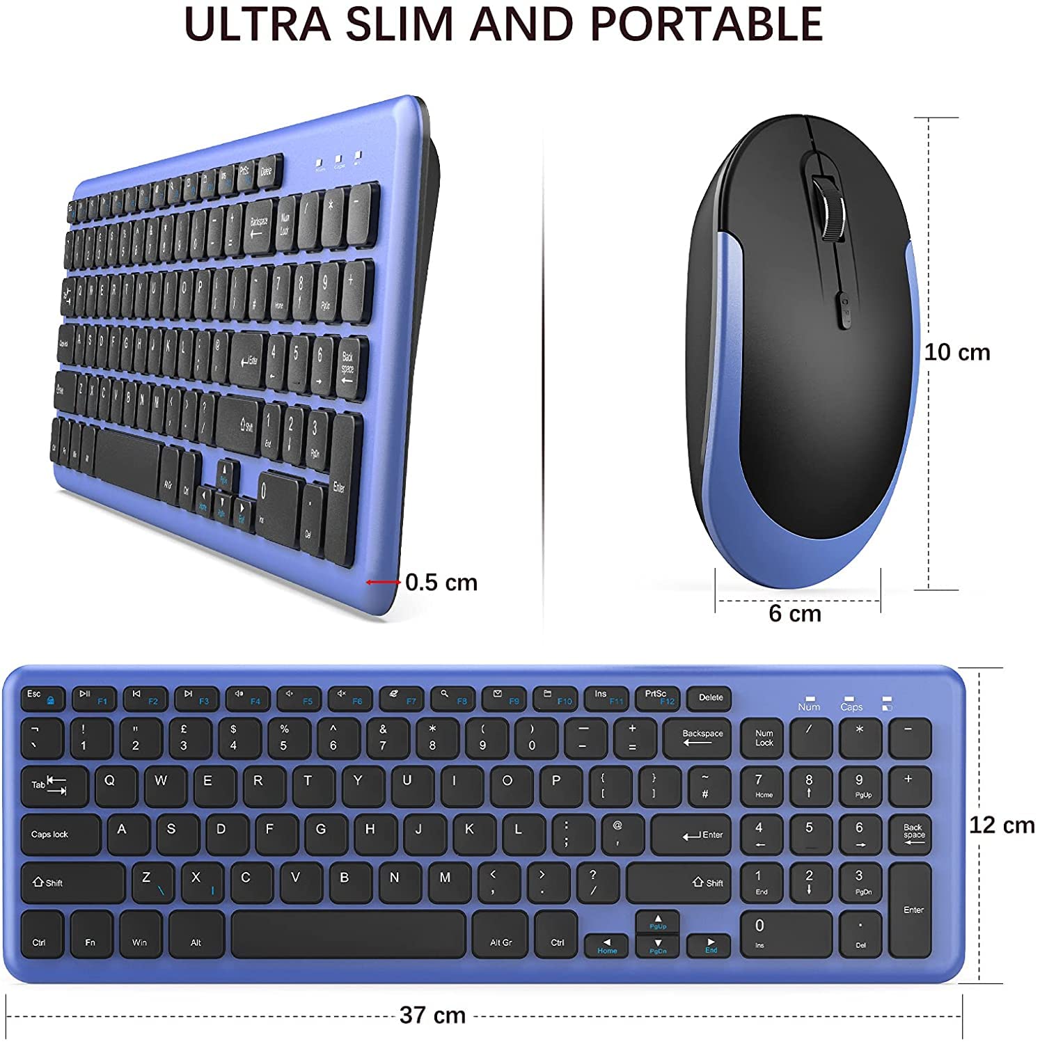 Wireless Keyboard and Mouse Combo - 2.4GHz Ergonomic Slim USB Set with Receiver for Windows PC/Laptop - Perfect for Office, Home & Gaming (QWERTY UK Layout)