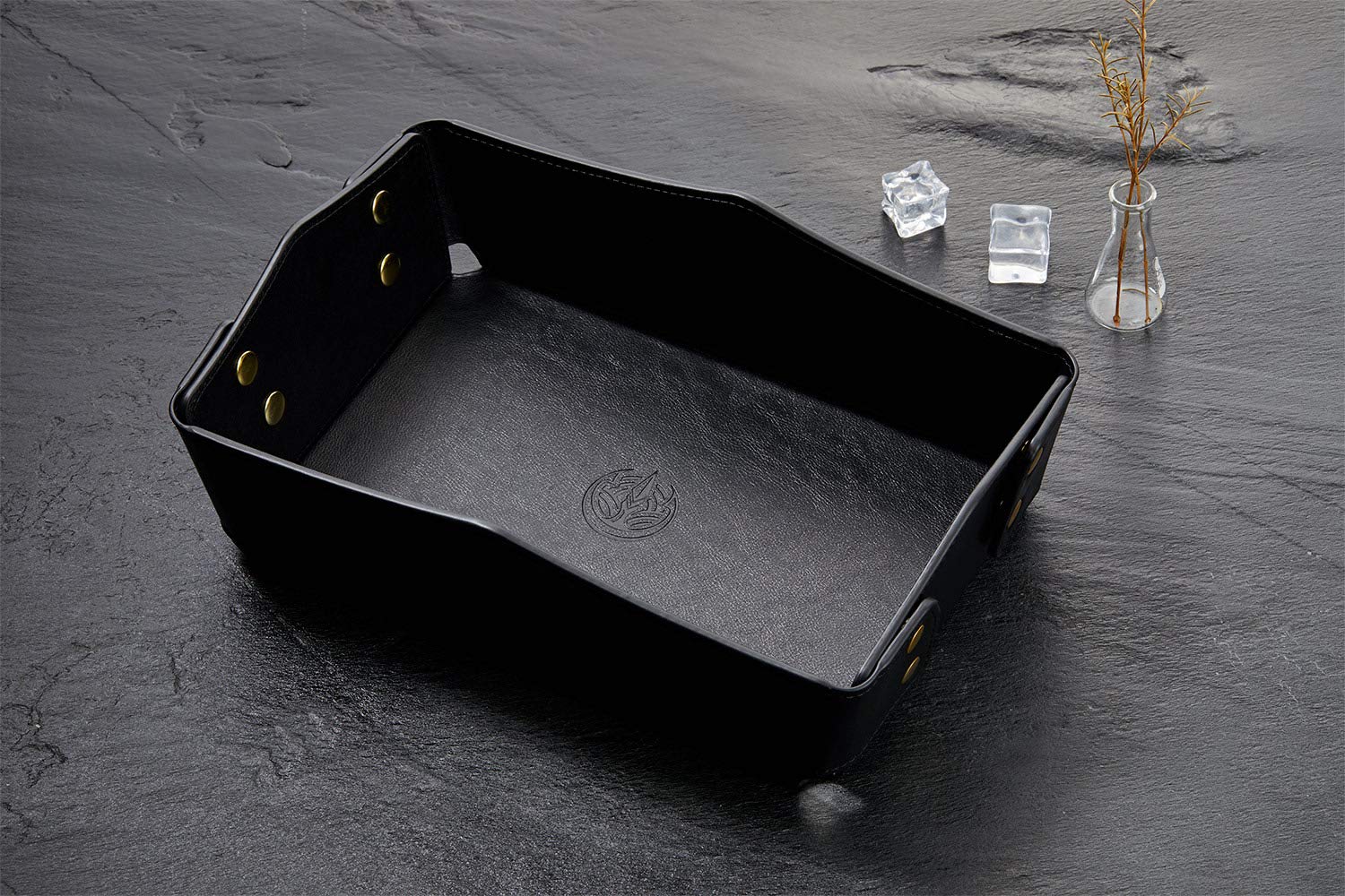 Premium PU Leather Valet Tray - Jewelry Organizer & Storage Tray for Keys, Wallet, Coins | Bedside Nightstand Organizer | Travel Essentials & Home Decor (Black) - Perfect for Bedroom, Office & Hotel Use