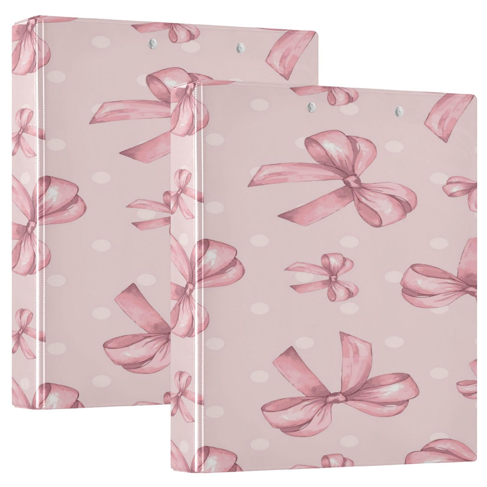Pink Round Ring Binder with Dots Design - 3 Ring Notebook Binder with Metal Clip for School, Office & Home Use - Organize Documents, Notes & Papers (1 Pack)