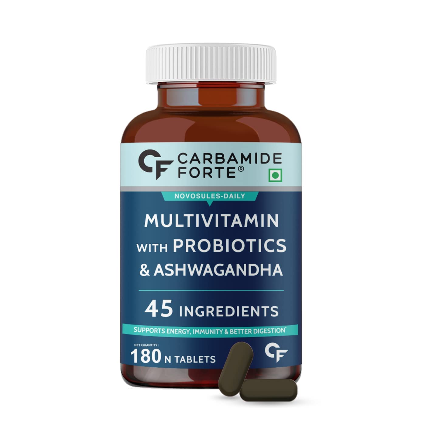Best Multivitamin Tablets for Men & Women - 45 Essential Vitamins, Probiotics & Ashwagandha Supplement | 180 Count | Daily Immune Support & Energy Boost for Active Lifestyles