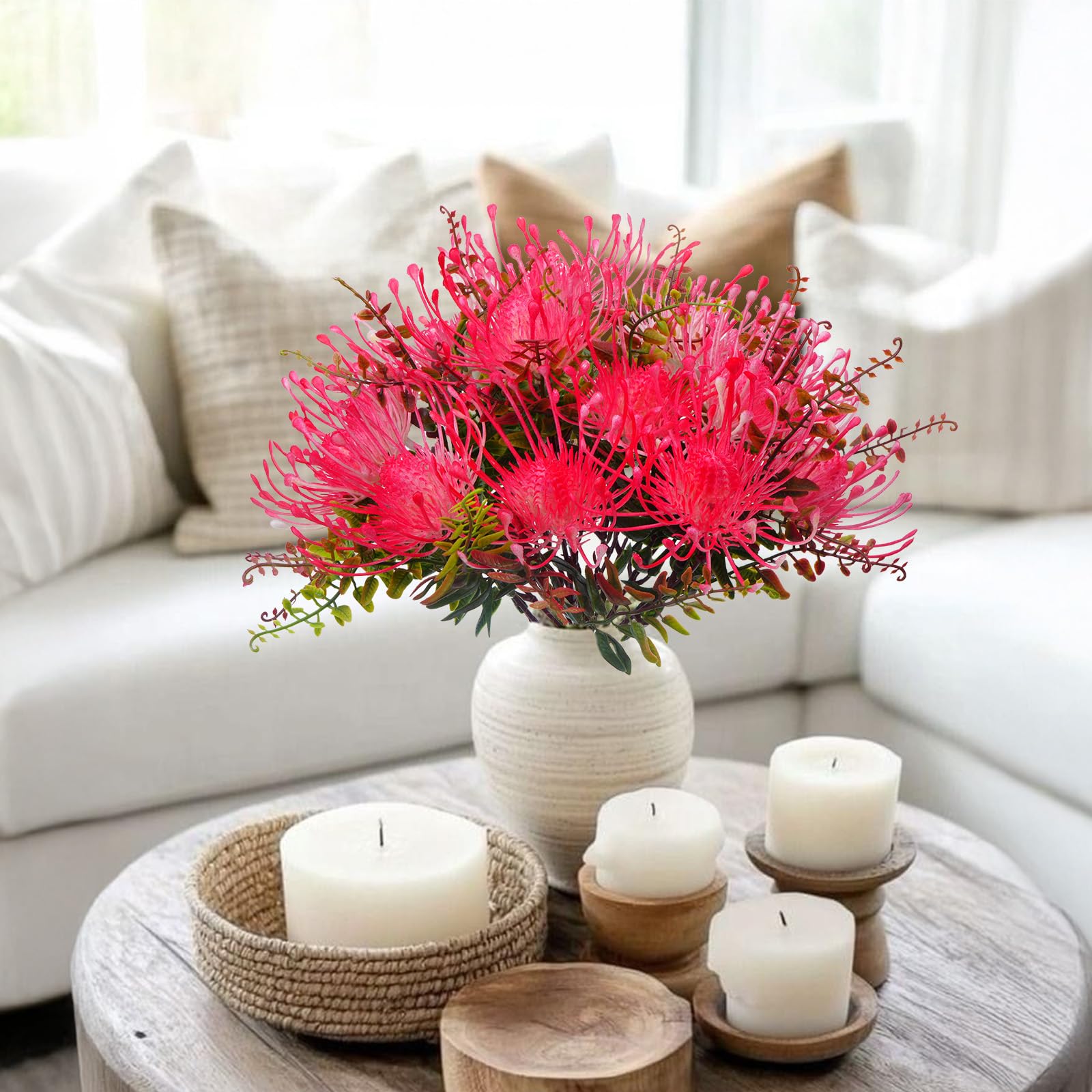 3pcs Artificial Tropical Chrysanthemum Flowers - Plastic Home Decor for Bathroom, Outdoor Wedding, Table Centerpieces (Hot Pink) - Perfect for Party Decorations, Garden Arrangements & DIY Crafts