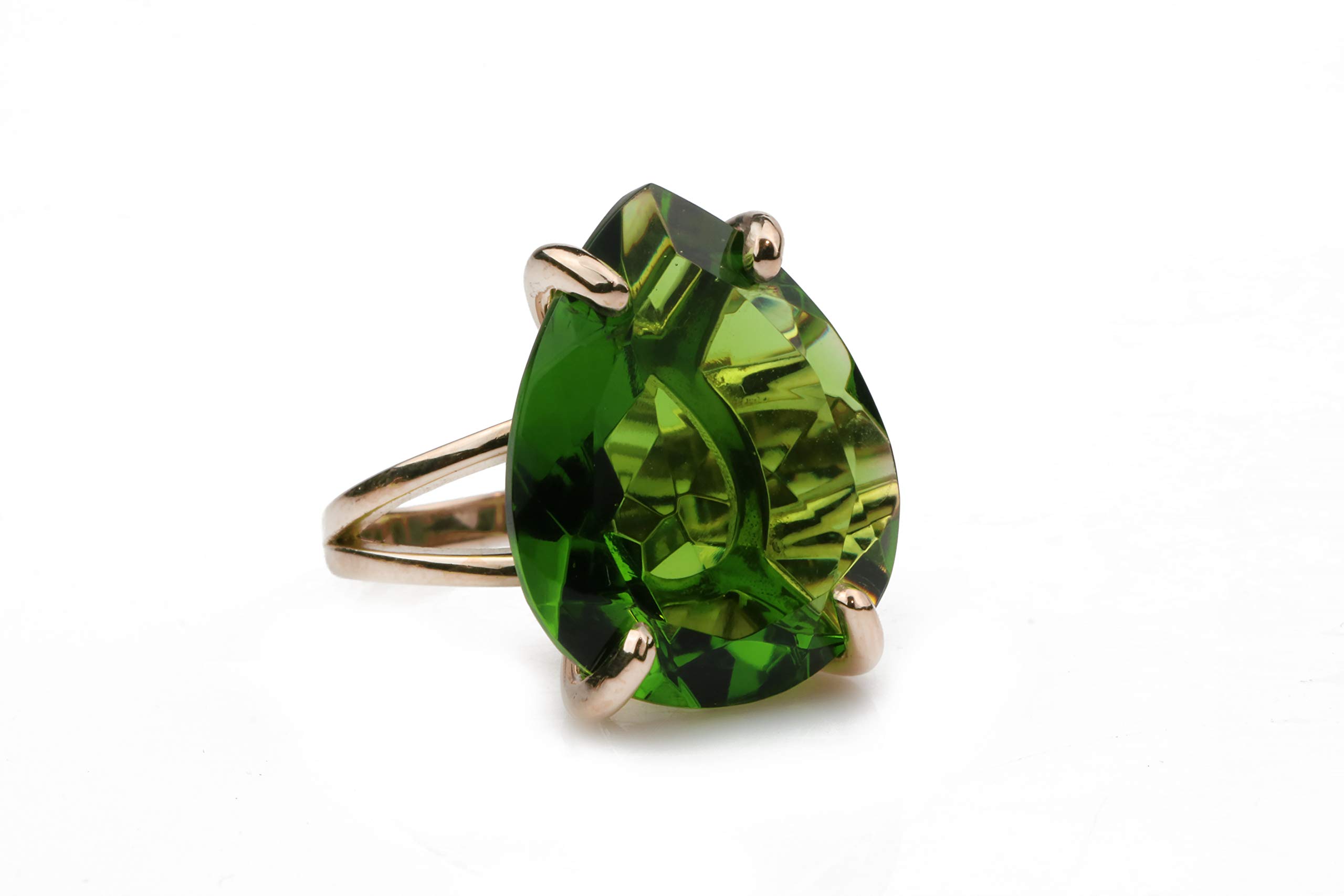Anemone Jewelry Pear Peridot Ring for Women - Vintage Sterling Silver Statement Ring - Customizable Birthstone Jewelry with Engraving - Perfect Gift for Her, Birthday, Anniversary & Special Occasions