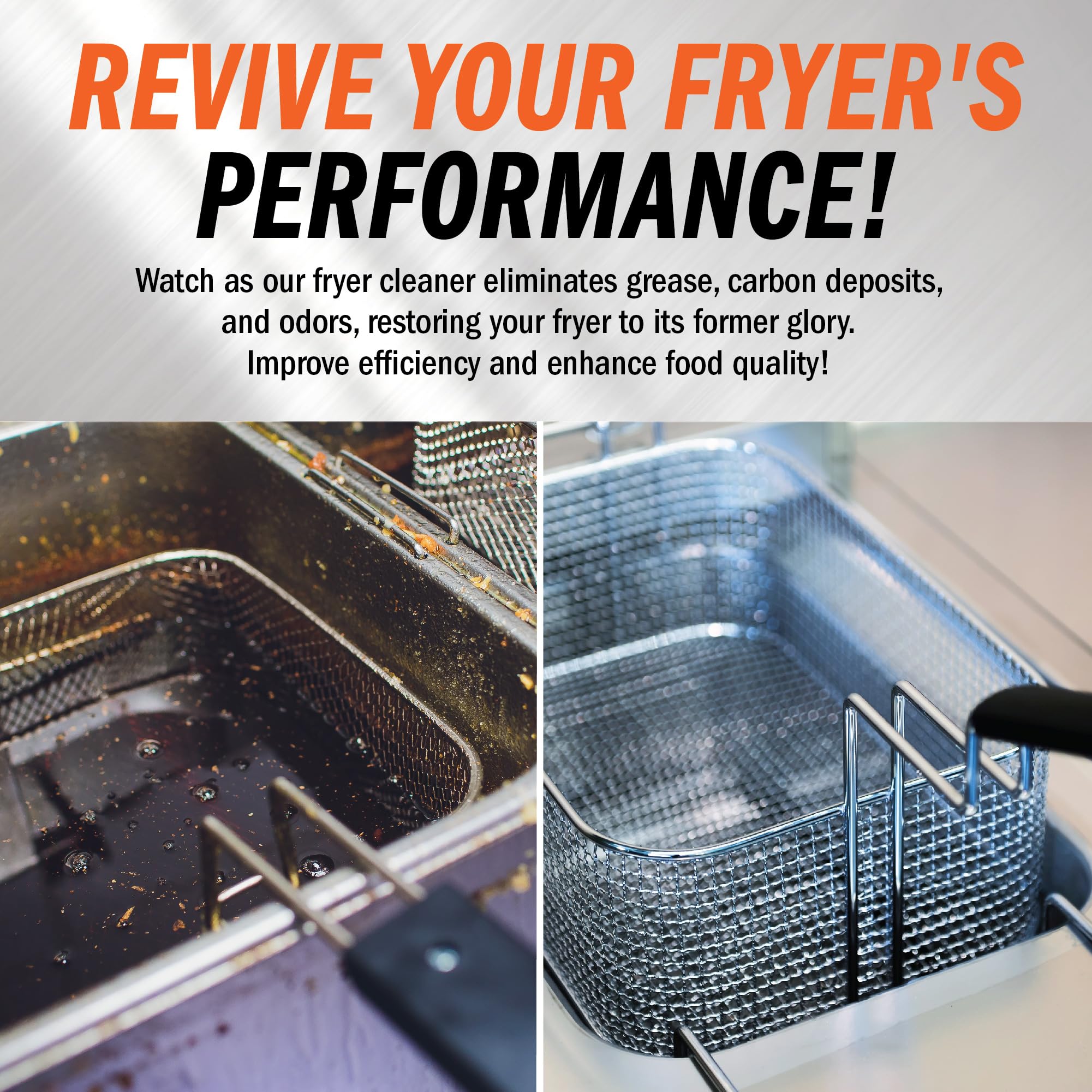 Commercial Strength Fryer Cleaner Powder - 8-lbs (Pack of 4) - 84 Cleanings - Deep Fryer Boil Out Concentrate - Removes Burnt-On Grease & Organic Residue - Ideal for Restaurant, Food Truck & Commercial Kitchen Deep Fryer Maintenance