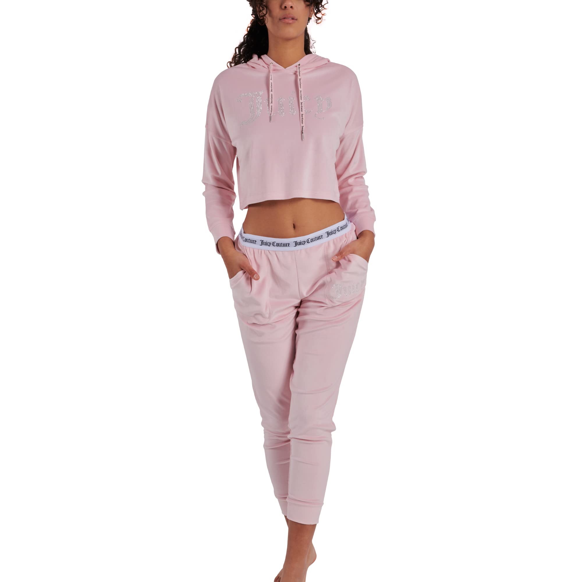 Juicy Couture Women's Two Piece Velvet Fleece Lounge & Sleep Set - Soft Loungewear for Relaxing at Home (X-Large, Lola Pink) | Cozy Pajama Set for Sleepovers, Movie Nights & Self-Care Days