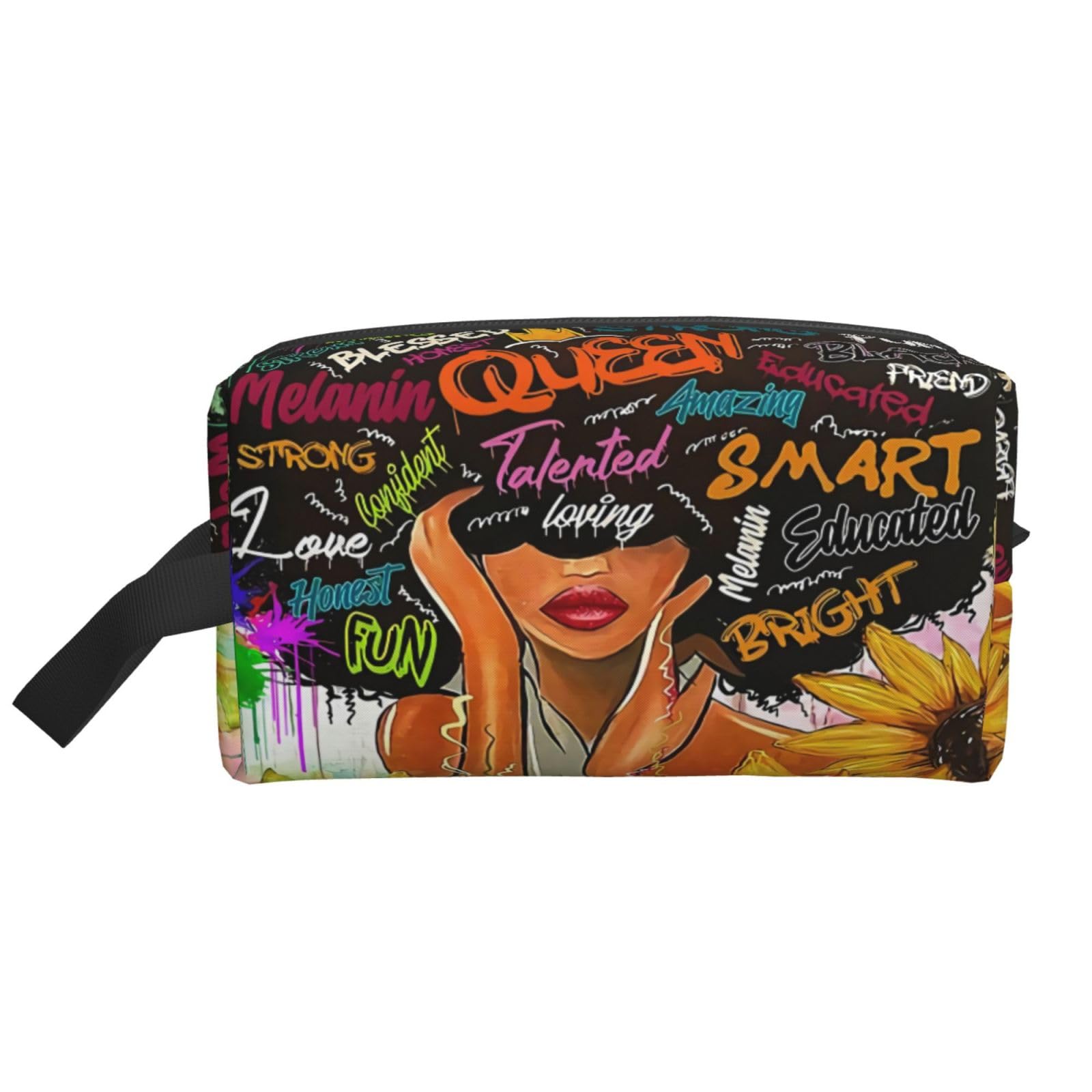 African American Women's Waterproof Makeup Bag - Large Travel Cosmetic & Toiletry Organizer for Women & Girls | Perfect for Travel, Gym, and Daily Essentials Storage