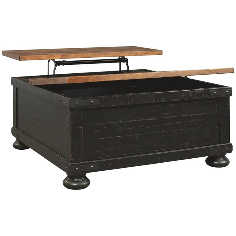 BOWERY HILL Lift Top Coffee Table - Vintage Black Finish, Storage Ottoman, Convertible Dining Table for Small Spaces | Perfect for Living Room, Office, and Studio Apartments