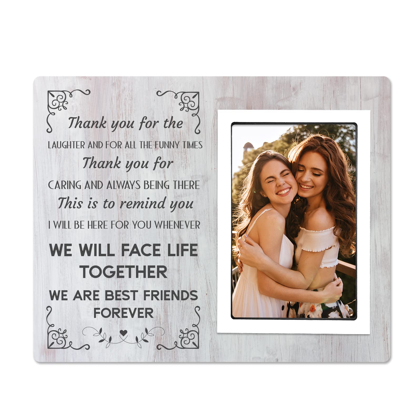 Best Friend Picture Frame - Unique 4x6 Inch Photo Frame for BFFs, Perfect Graduation, Birthday, Going Away Gifts, Ideal for Home Decor, Office Desk, or Dorm Room
