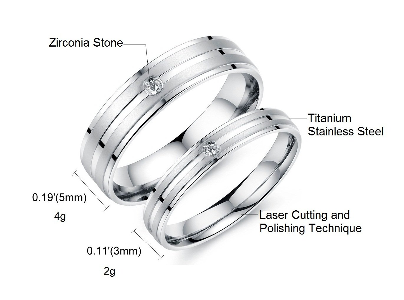 His & Hers Matching Titanium Stainless Steel Wedding Band Set - Elegant Couple Rings in Gift Box for Anniversary, Engagement, or Romantic Gift