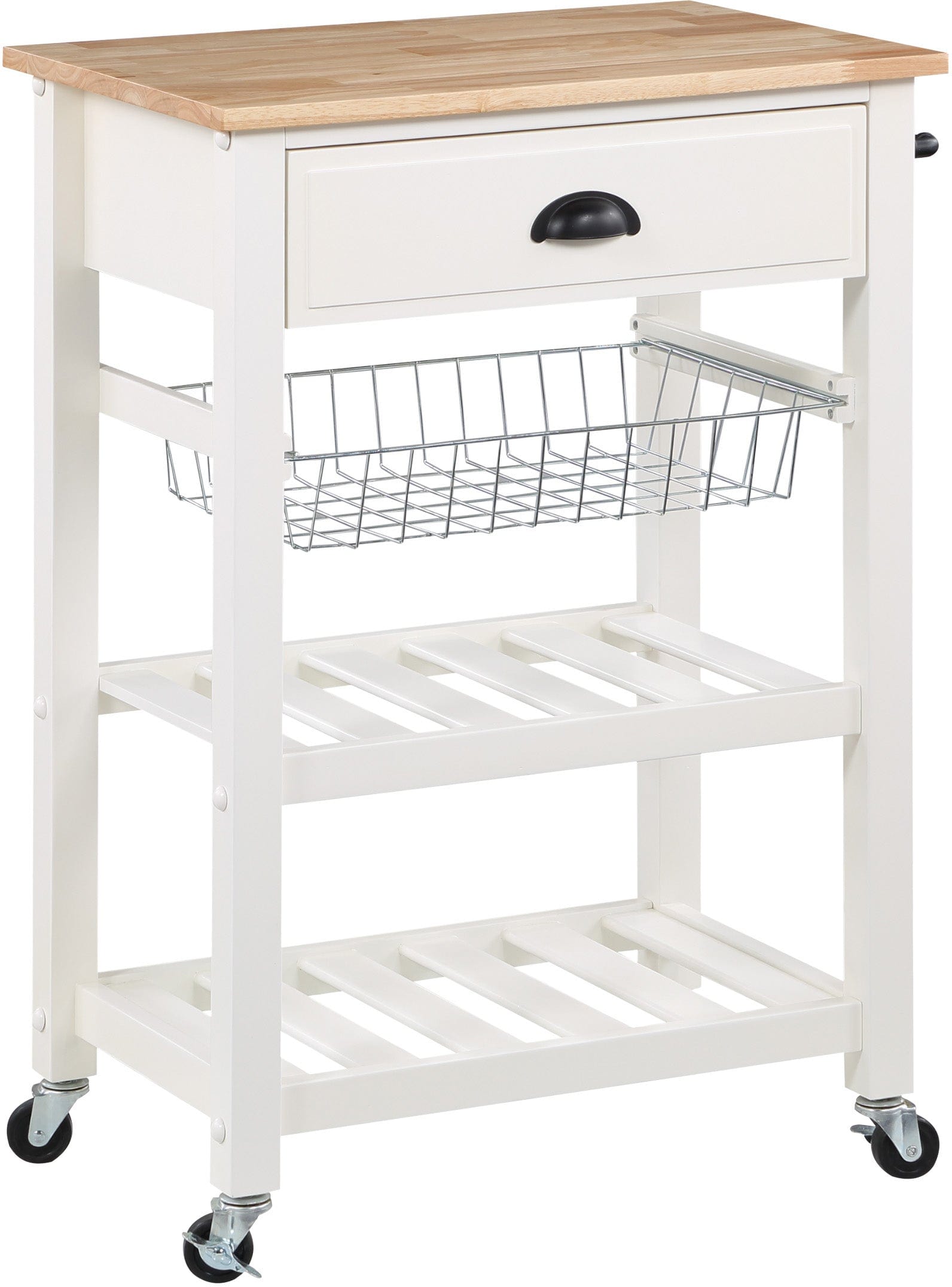 Office Star Hampton Kitchen Cart with Wheels - Portable Rolling Island for Small Spaces, Kitchen Storage & Prep Station - Perfect for Apartments, Dorms & Home Cooking