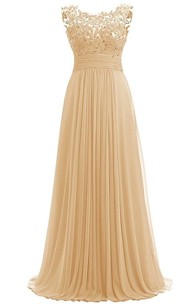 Elegant Long Beaded Chiffon Bridesmaid Dress for Women - Formal Prom Gown for Weddings, Parties & Special Occasions