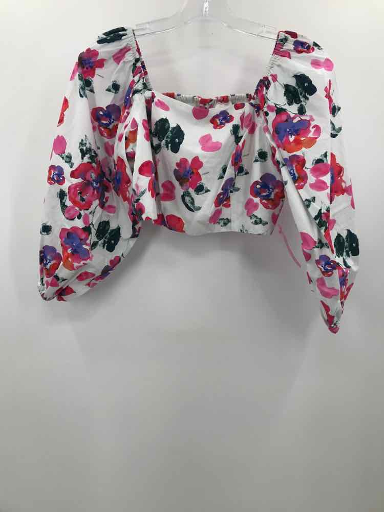 Vintage Allison New York White Floral Cropped Blouse Size Small - Perfect for Spring Outfits & Boho Chic Style