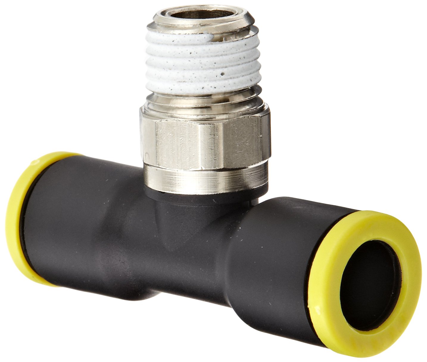 Legris 3108 10 14 Push-to-Connect Fitting - Nylon & Nickel-Plated Brass Branch Tee, 10mm Tube OD x 1/4