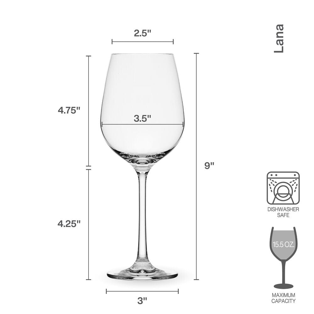 Premium Lana Set of 4 Crystal Clear White Wine Glasses - Elegant Stemware for Chardonnay, Sauvignon Blanc & Dinner Parties
