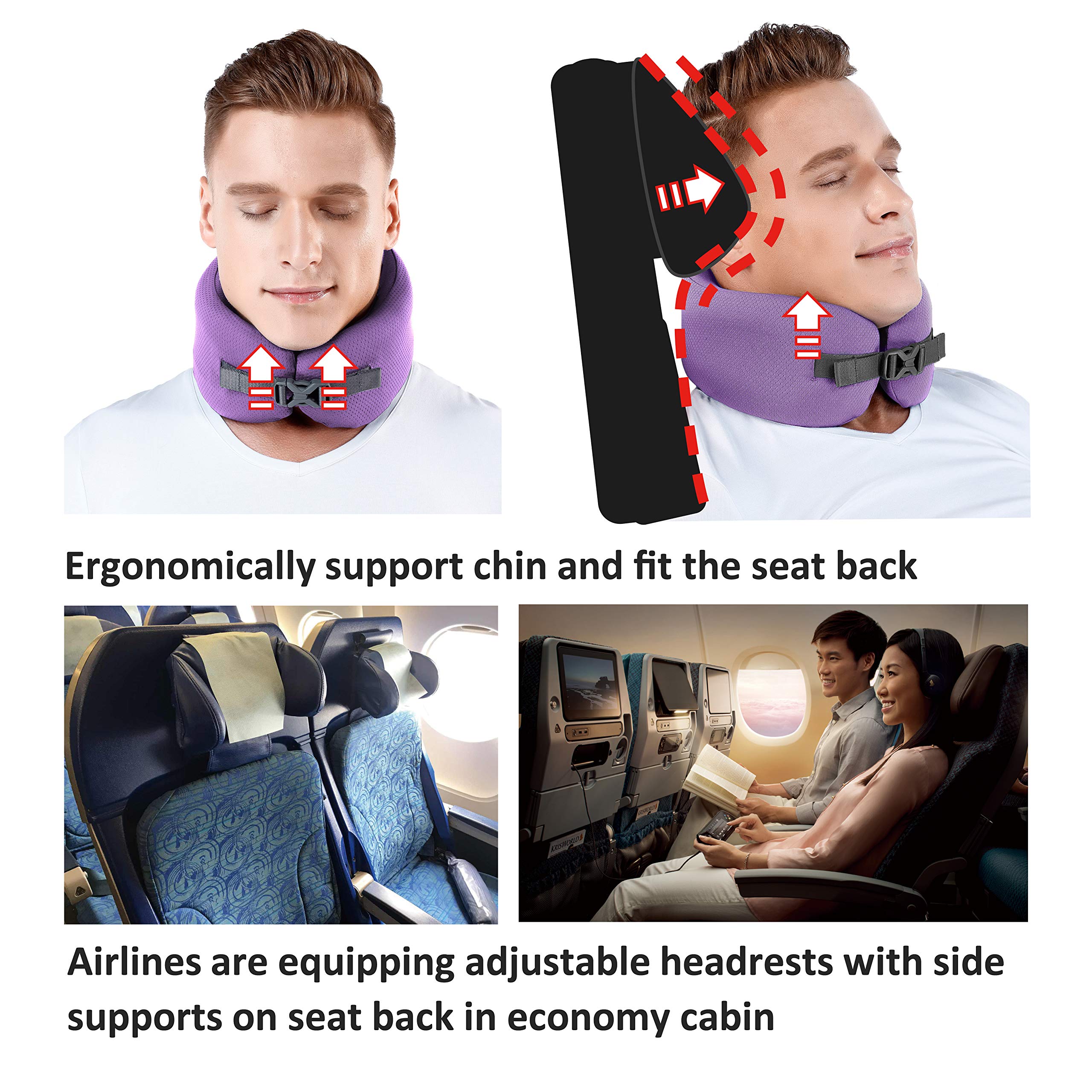 Ultra-Comfort Memory Foam Travel Neck Pillow - Ergonomic Support for Airplane, Car & Office Use - Portable & Washable for Business Trips & Long Flights