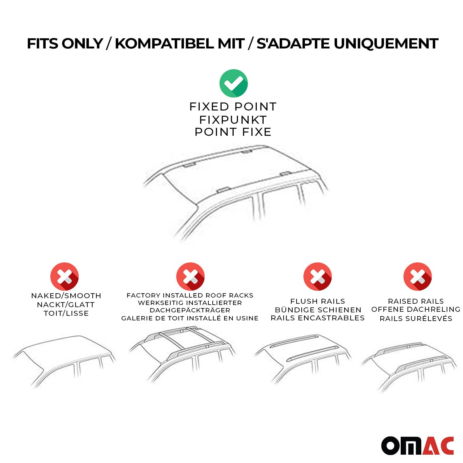 OMAC Universal Roof Rack Cross Bars for Mazda 3 Hatchback 2014-2018 - 2-Piece Anti-Theft Cargo Carrier System for Kayak, Canoe, Surfboard, Ski, Snowboard - Perfect for Camping, Road Trips & Outdoor Adventures