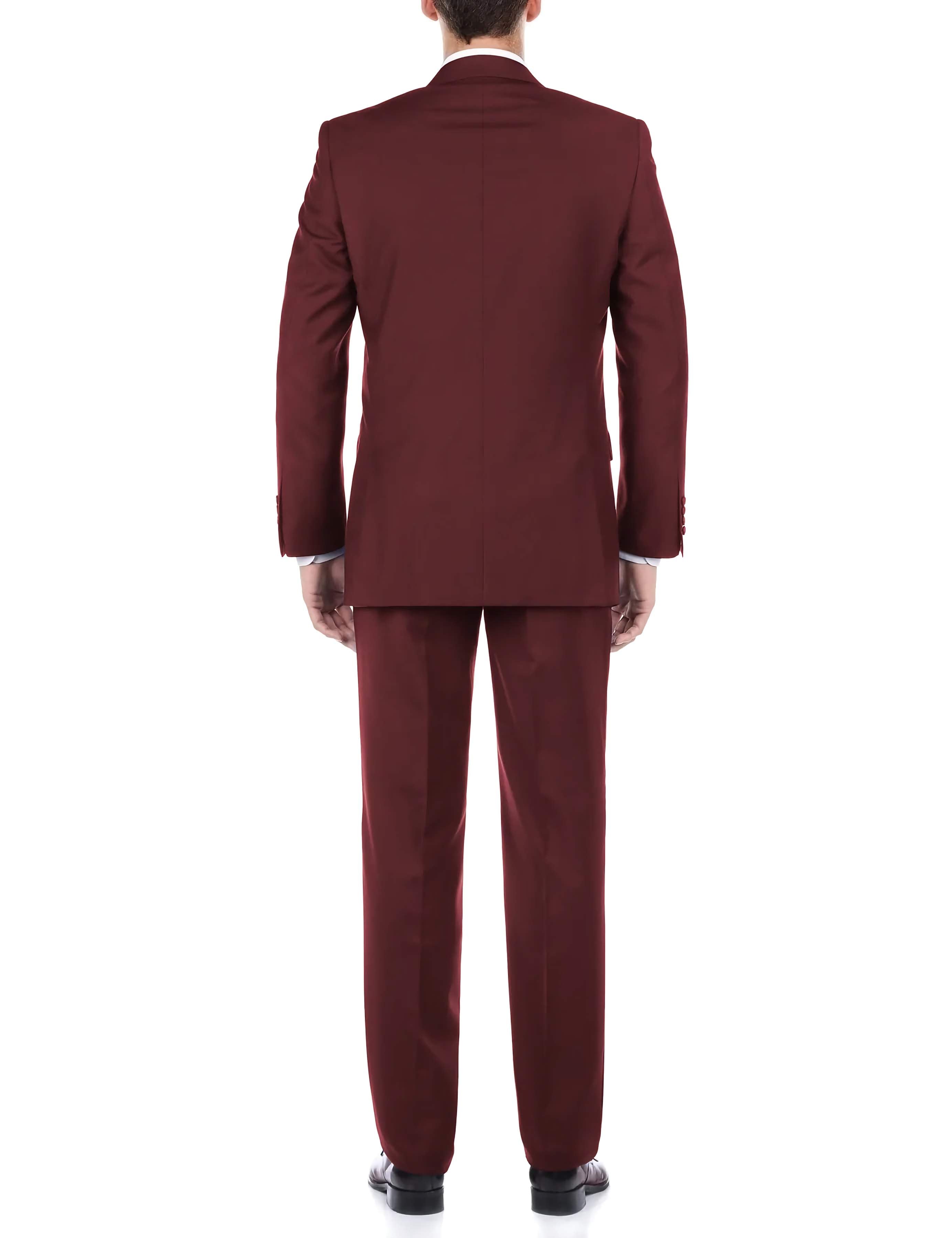 Classic 2-Button Burgundy Men's Suit Set - Formal Business Attire for Weddings, Interviews & Office Wear