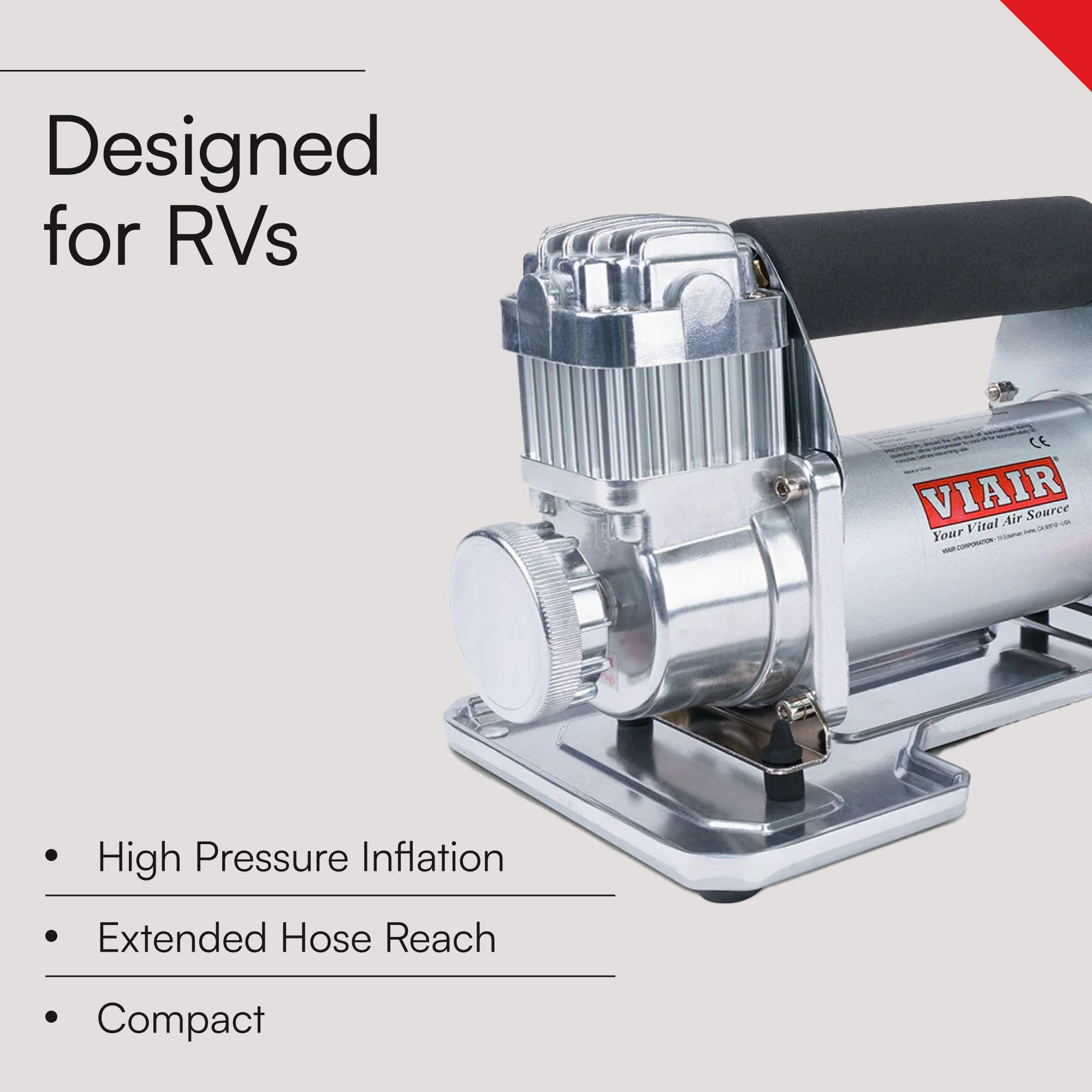 VIAIR 400P-RV/40047 Automatic Portable Air Compressor - 150 PSI Tire Inflator Kit for RV, Truck, Jeep & SUV Tires | Fast 2.30 CFM Air Pump | Perfect for Road Trips, Off-Roading & Emergency Tire Inflation