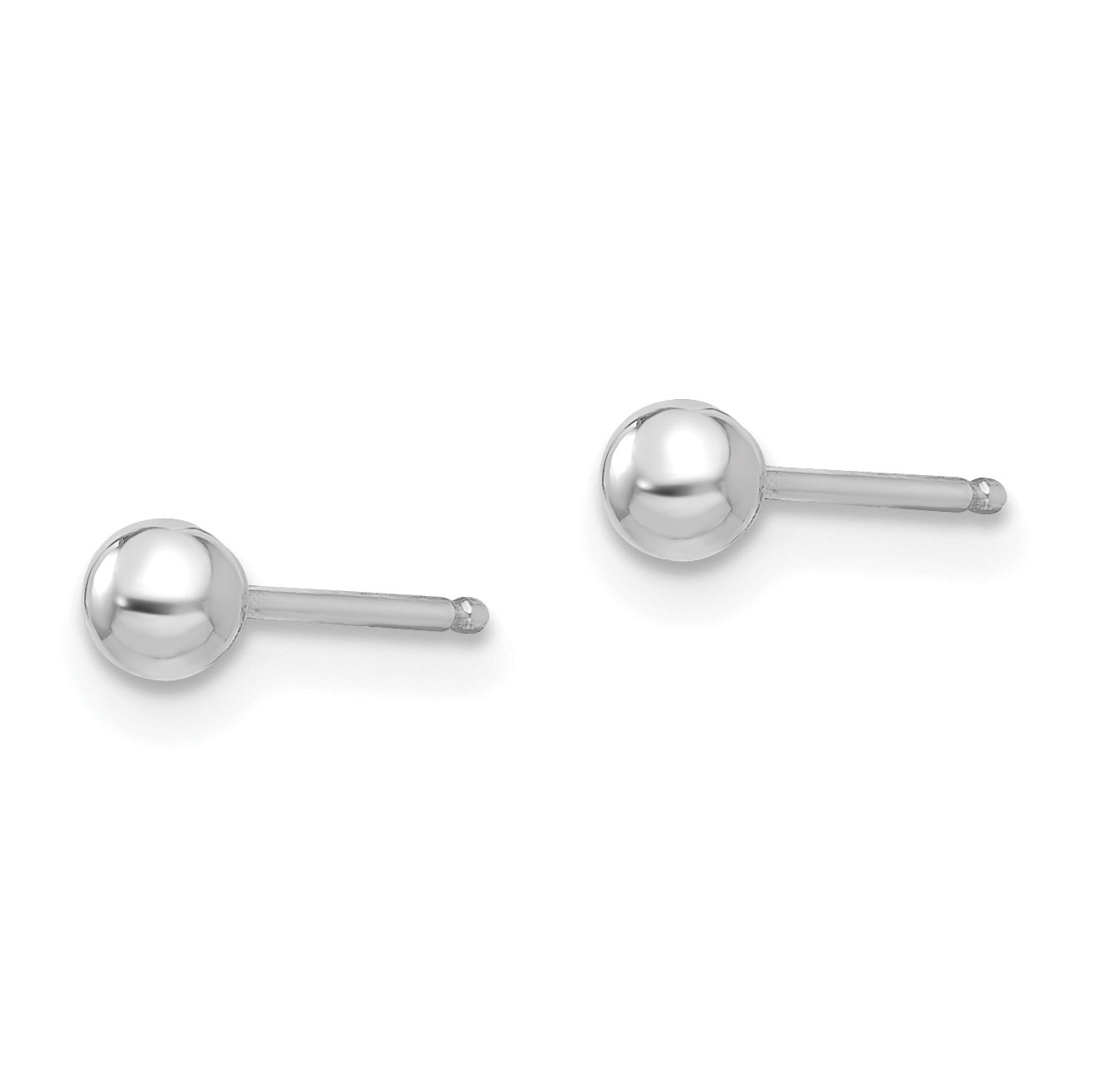 14K Solid White Gold 3mm Ball Stud Earrings for Women - Classic Minimalist Jewelry for Everyday Wear, Gifts & Special Occasions