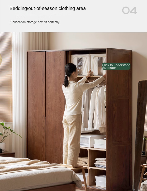 Solid Oak Wood Sliding Door Wardrobe Closet - Modern & Spacious Storage for Bedroom, Walk-In Closet, or Living Room Organization