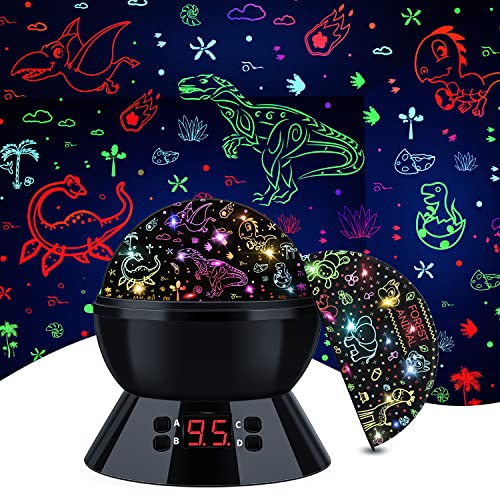 SCOPOW Rotating Dinosaur & Forest Animal Projector Night Light for Kids - Baby Nursery Lamp with Timer, Ceiling Decor for Bedroom, Perfect Birthday Gift for Toddler Boys & Girls | Creates Soothing Sleep Environment & Fun Playtime Projections