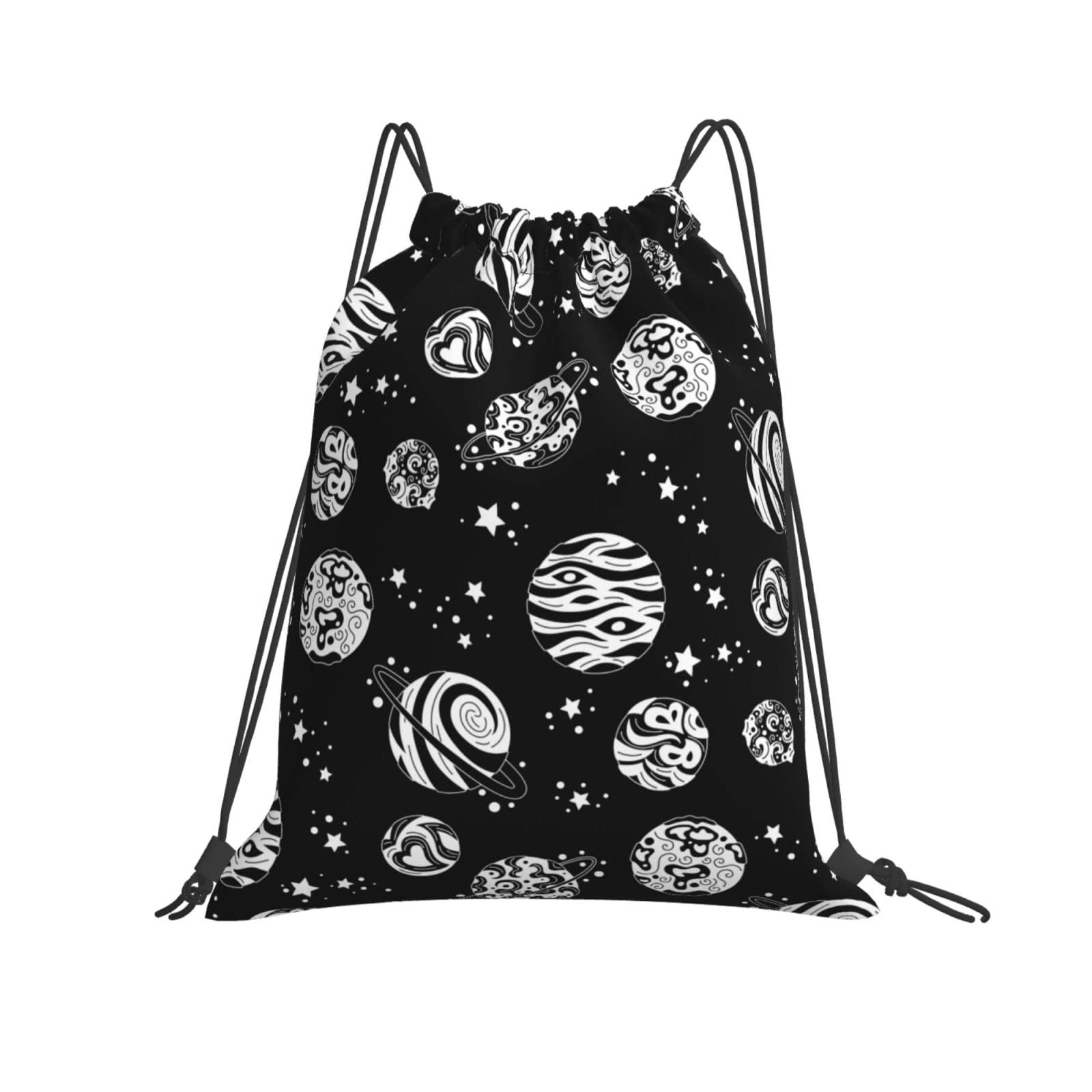 Cosmic Planet Star Print Drawstring Backpack - Lightweight Gym Bag for Men & Women - Yoga, Travel, Swimming & Sports - Adjustable Cinch Sackpack for Daily Use & Outdoor Activities