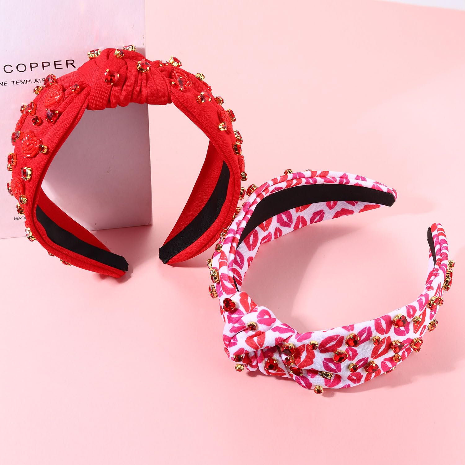 Valentine's Day Headband for Women - Red Heart Rhinestone Knotted Hair Accessories | Cute Valentine's Gift for Her, Girls, Wife | Perfect for Date Night, Parties, Photos & Romantic Occasions