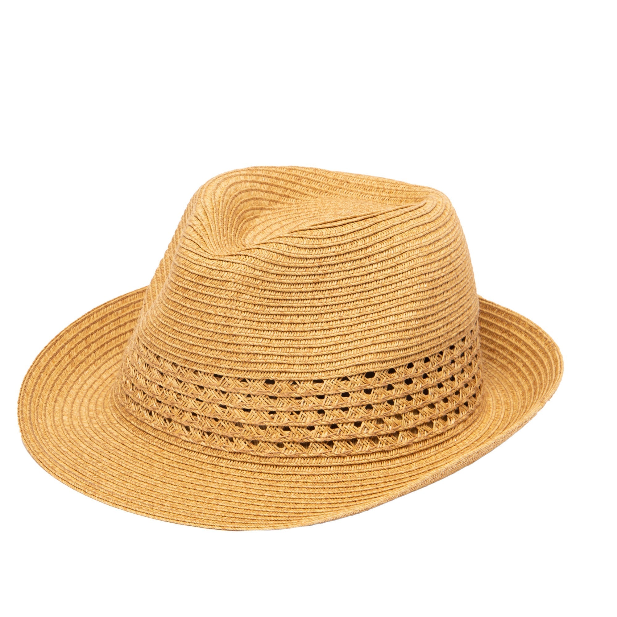 Stylish Women's Everyday Fedora Hat with Open Weave Inset - Perfect for Summer Outfits, Beach Vacations & Fashionable Looks
