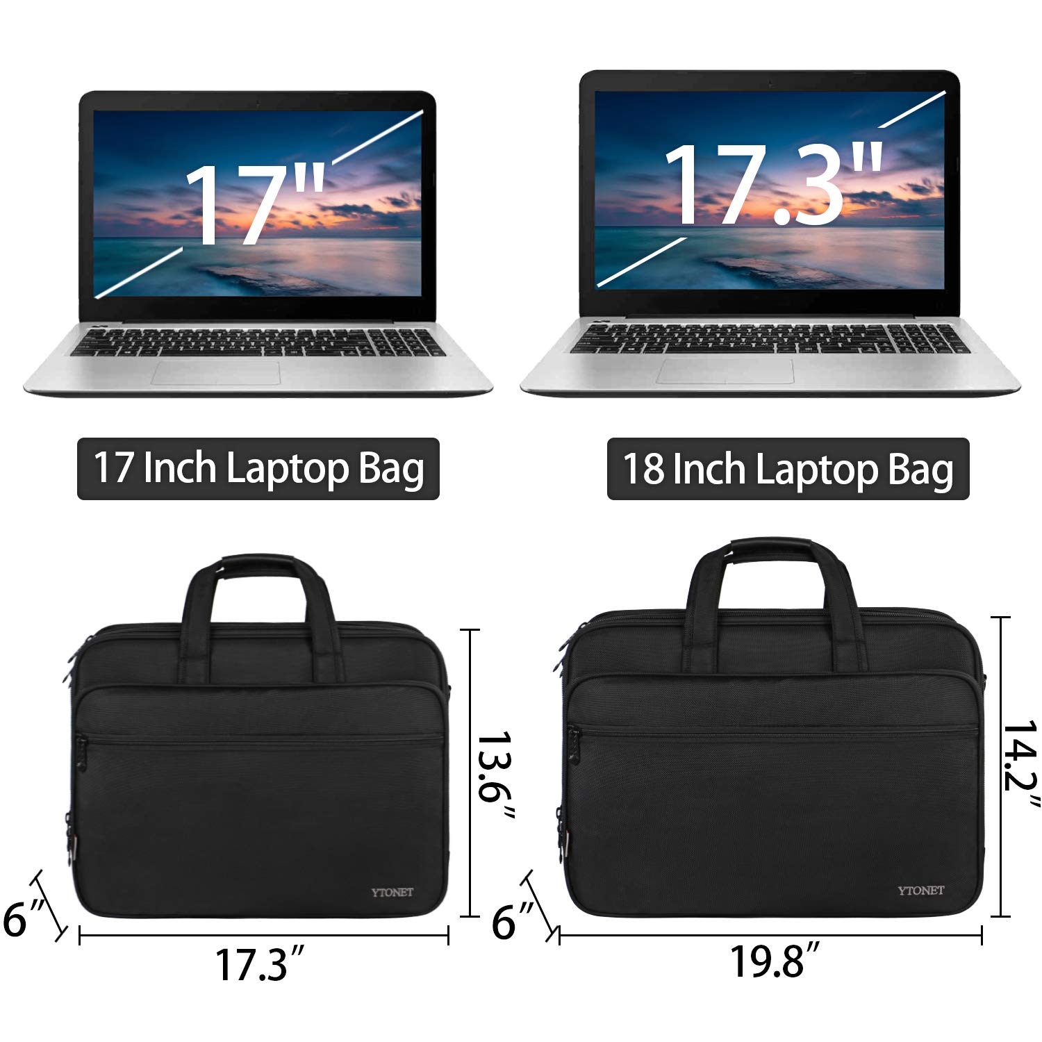 Ytonet 18 Inch Expandable Water Resistant Gaming Laptop Briefcase - Extra Large Laptop Bag for Men with Luggage Strap - Perfect for Work Travel, Business Trips & Gaming Conventions (Black)