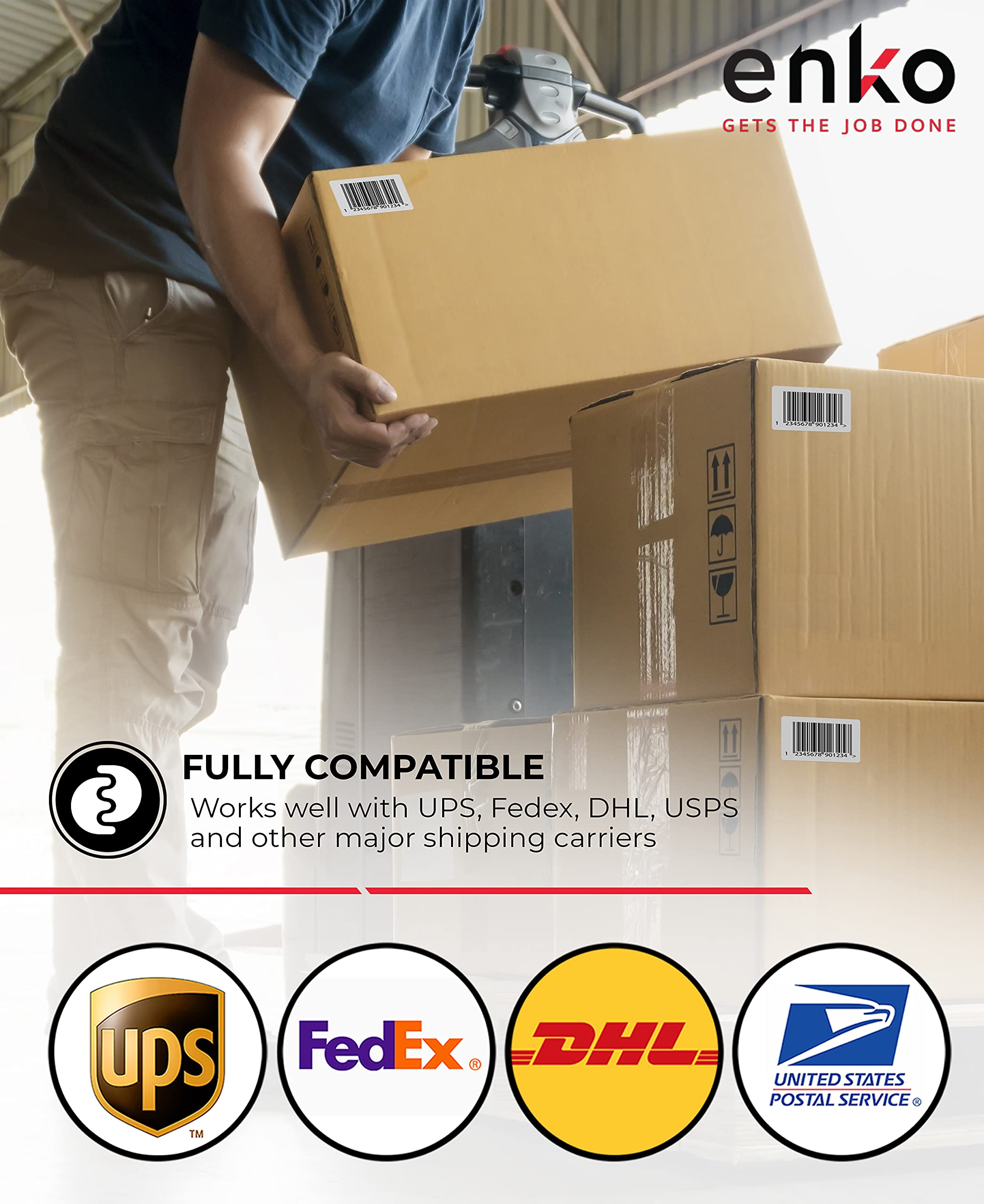 enKo 12 Rolls (8400 Labels) 3 x 2 Inch Direct Thermal Labels - FBA Stickers, FNSKU Labels Compatible with Zebra & Eltron Printers - Perfect for Amazon Sellers, Warehouse & Shipping Labeling