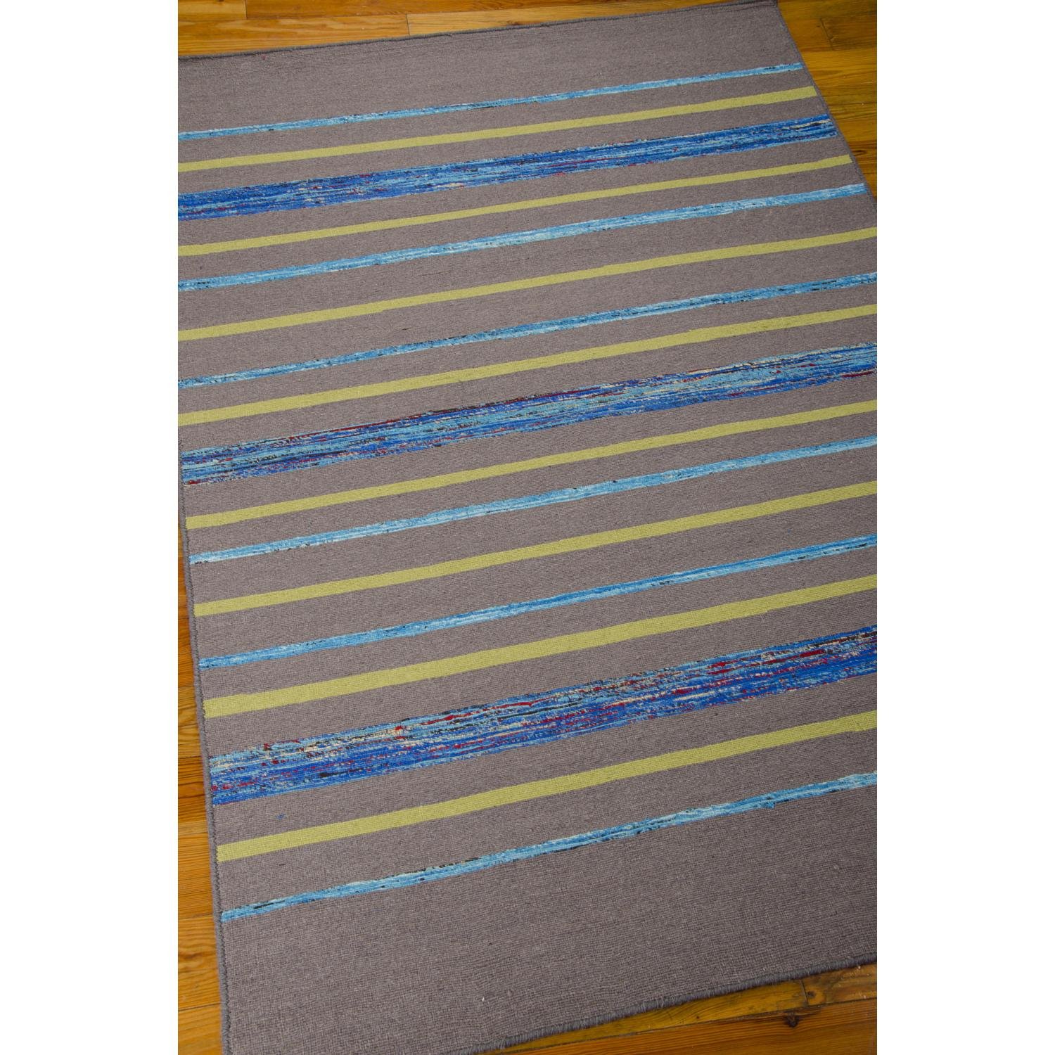 Nourison Spectrum Striped Grey/Turquoise 3'9