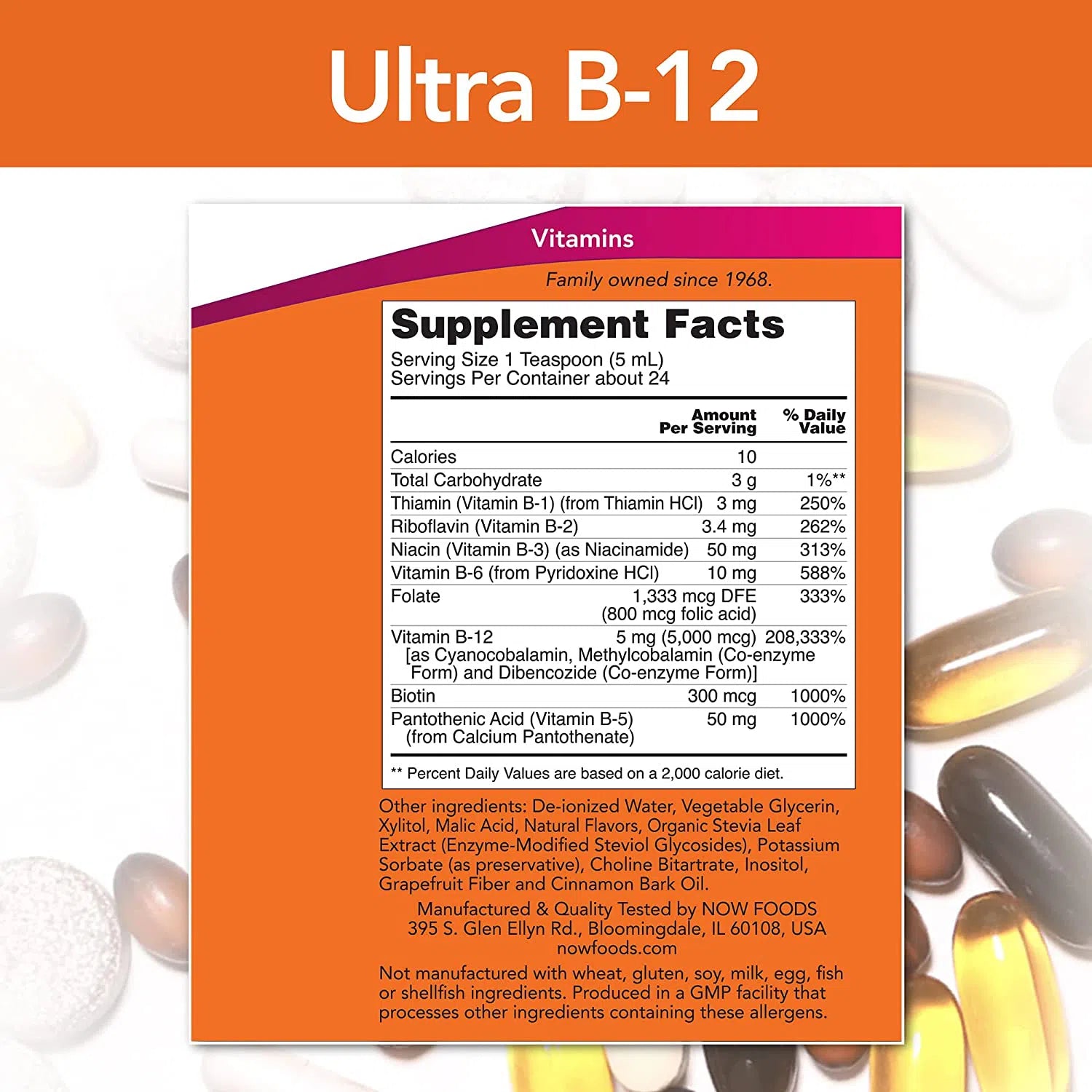 NOW Ultra B-12 Liquid Supplement - Fast-Absorbing Vitamin B12 Drops for Energy & Metabolism Support - Perfect for Vegans, Athletes & Busy Professionals