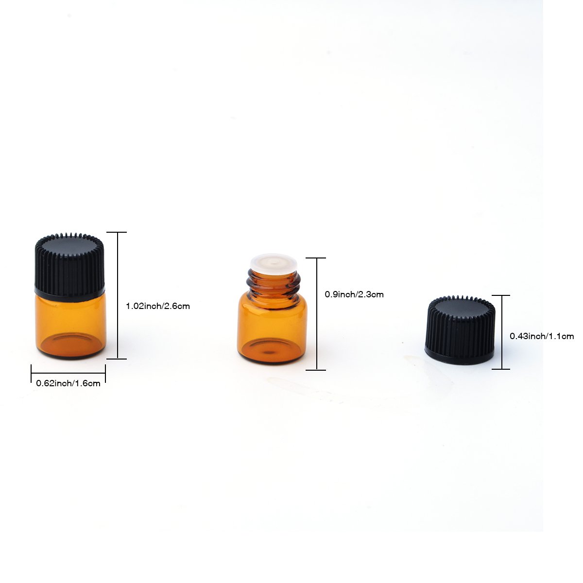 Enslz 100 Pcs 1ml Refillable Essential Oil Glass Bottles - Mini Empty Amber Glass Containers for Aromatherapy, Perfume & DIY Liquids - Perfect for Home Spa, Travel & Gift Making
