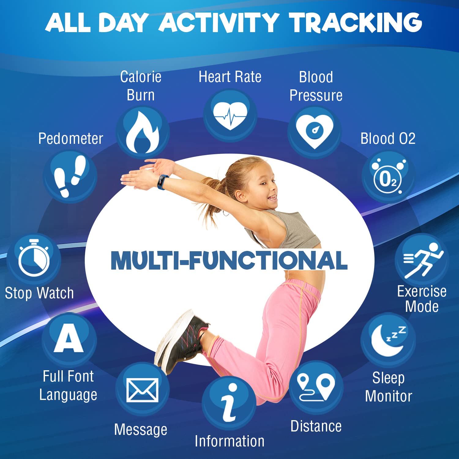 Inspiratek Kids Fitness Tracker for Ages 5-16 - Waterproof Activity Watch with Heart Rate & Sleep Monitor - Perfect for Sports & Outdoor Play