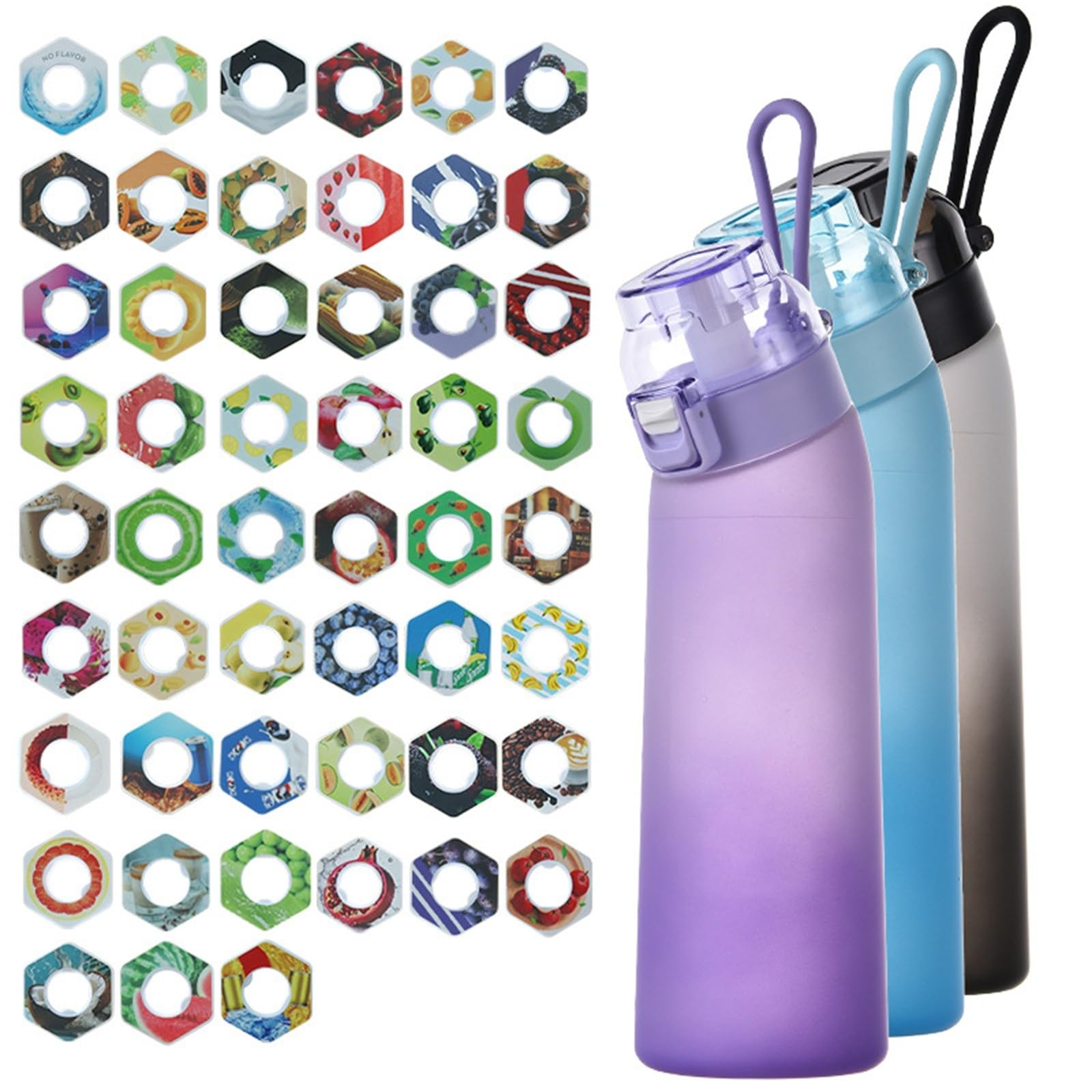 **2024 New 700ml Air Water Bottle with 7 Flavor Pods – Leak-Proof Sports Drinking Bottle for Running, Gym & Outdoor Activities – Blue Starter Set**    *(Perfect for Hydration On-the-Go, Fitness Enthusiasts, Hiking, Cycling & Travel)*
