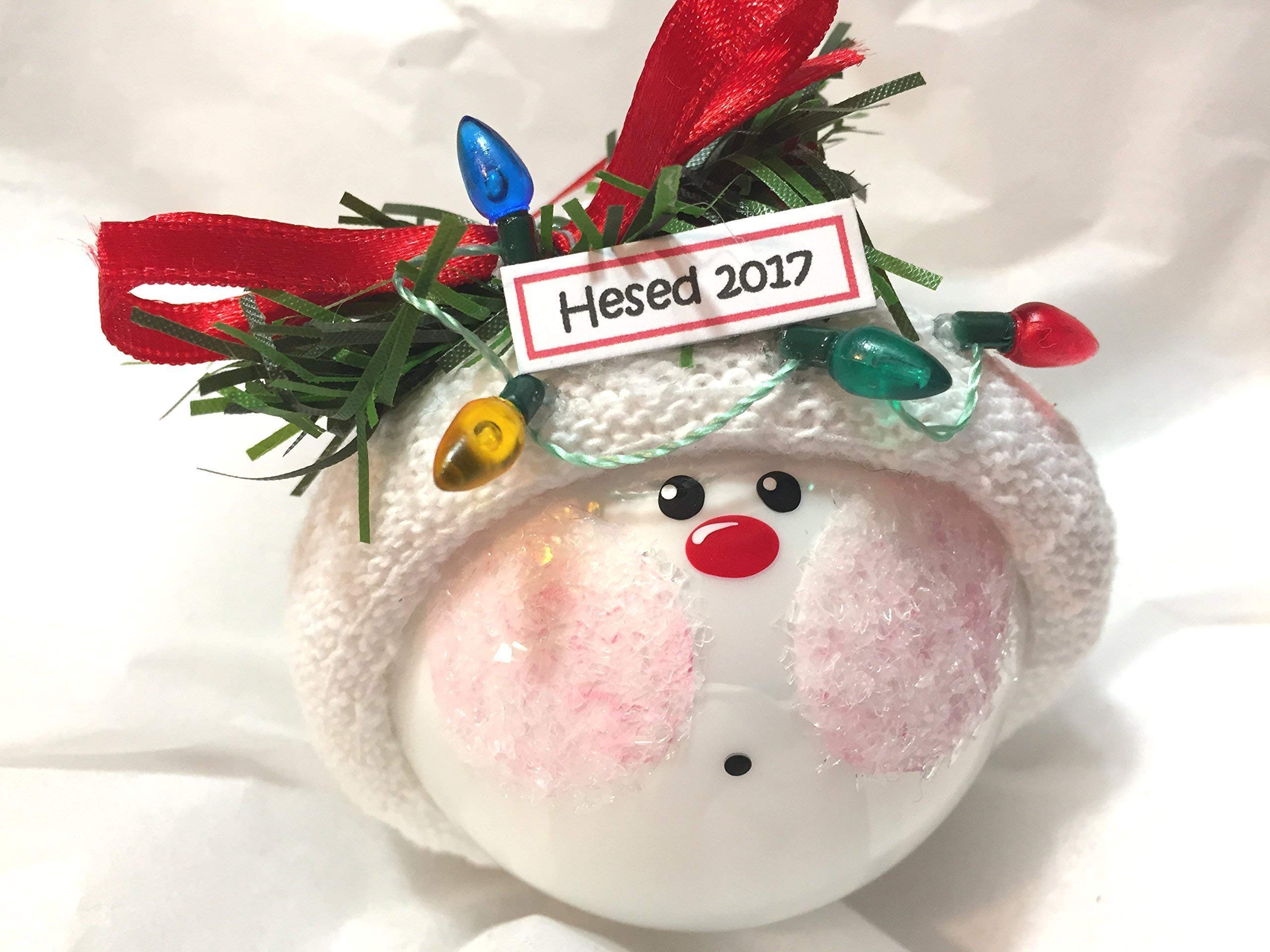 Handmade Personalized Christmas Glass Ornament with String Lights & Red Ribbon - Perfect for Holiday Tree Decor, Gift Exchange, and Festive Home Decoration