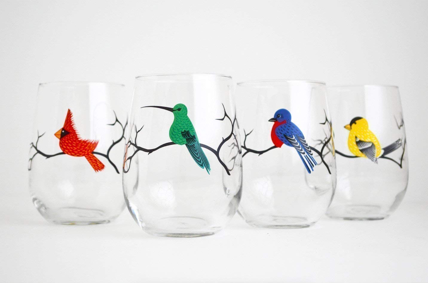 Premium Cardinal Stemless Wine Glasses - Set of 2 Elegant Christmas-Themed Glassware for Holiday Parties, Gifts & Festive Celebrations