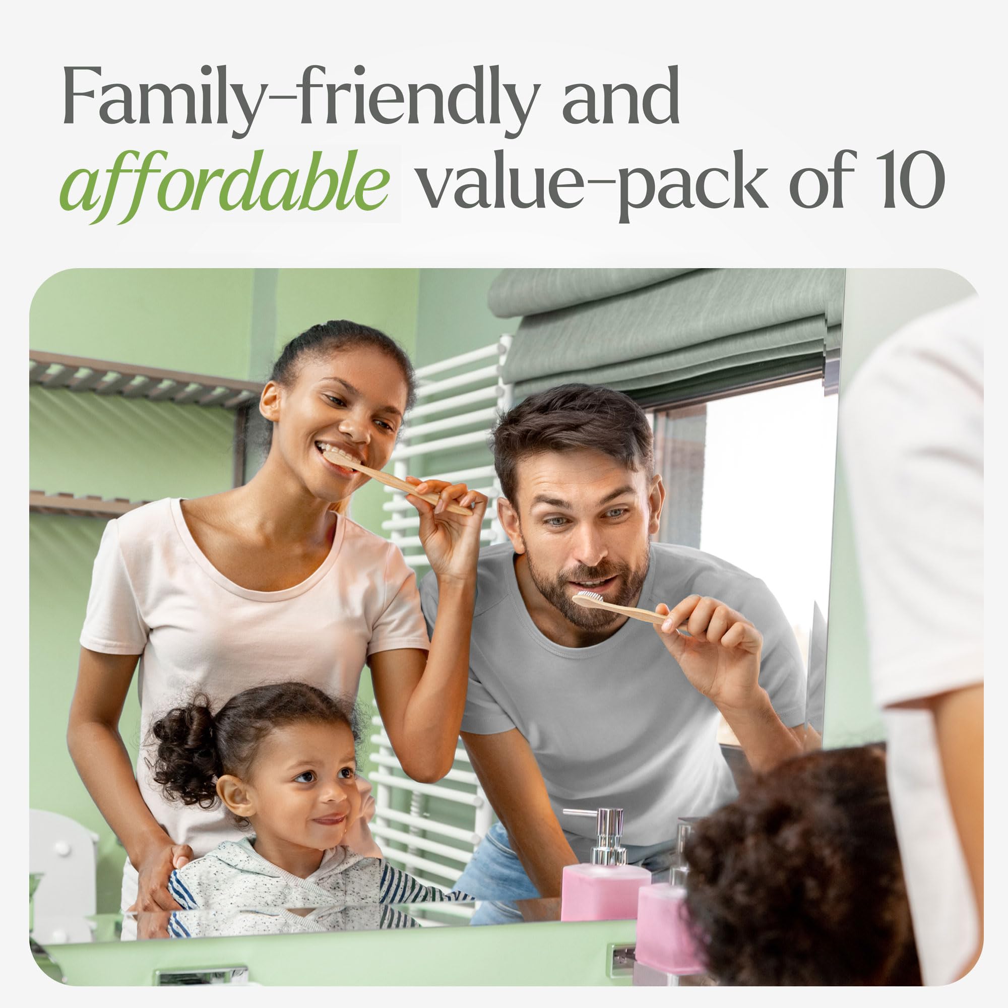 Eco-Friendly Bamboo Toothbrushes 10 Pack - BPA Free Soft Bristles for Adults, Biodegradable & Compostable Natural Wooden Toothbrush for Sustainable Oral Care - Perfect for Travel, Home & Zero Waste Lifestyle