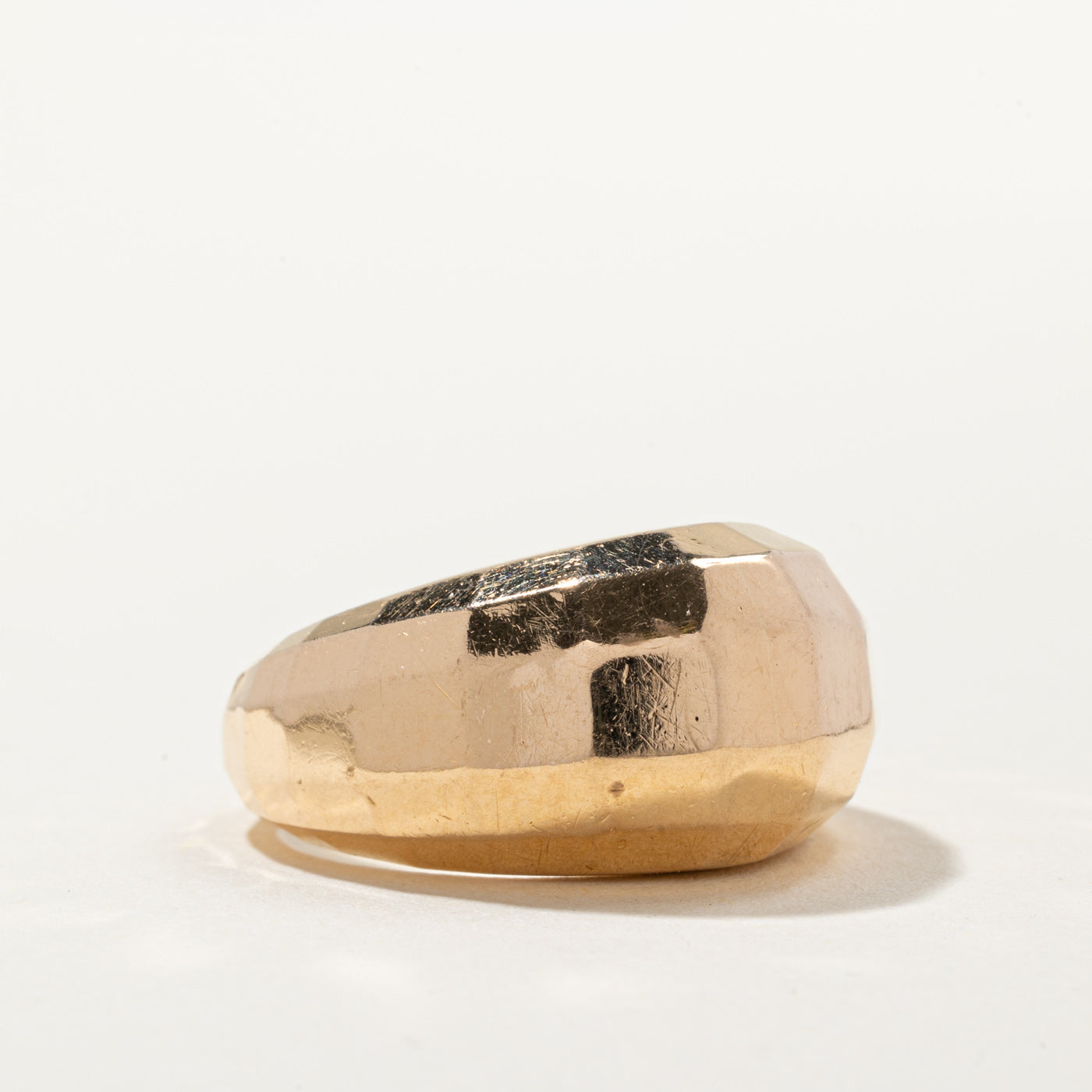 16K Yellow Gold Geometric Dome Ring for Women - Size 7.5 - Elegant Minimalist Jewelry for Everyday Wear, Gift Giving & Special Occasions