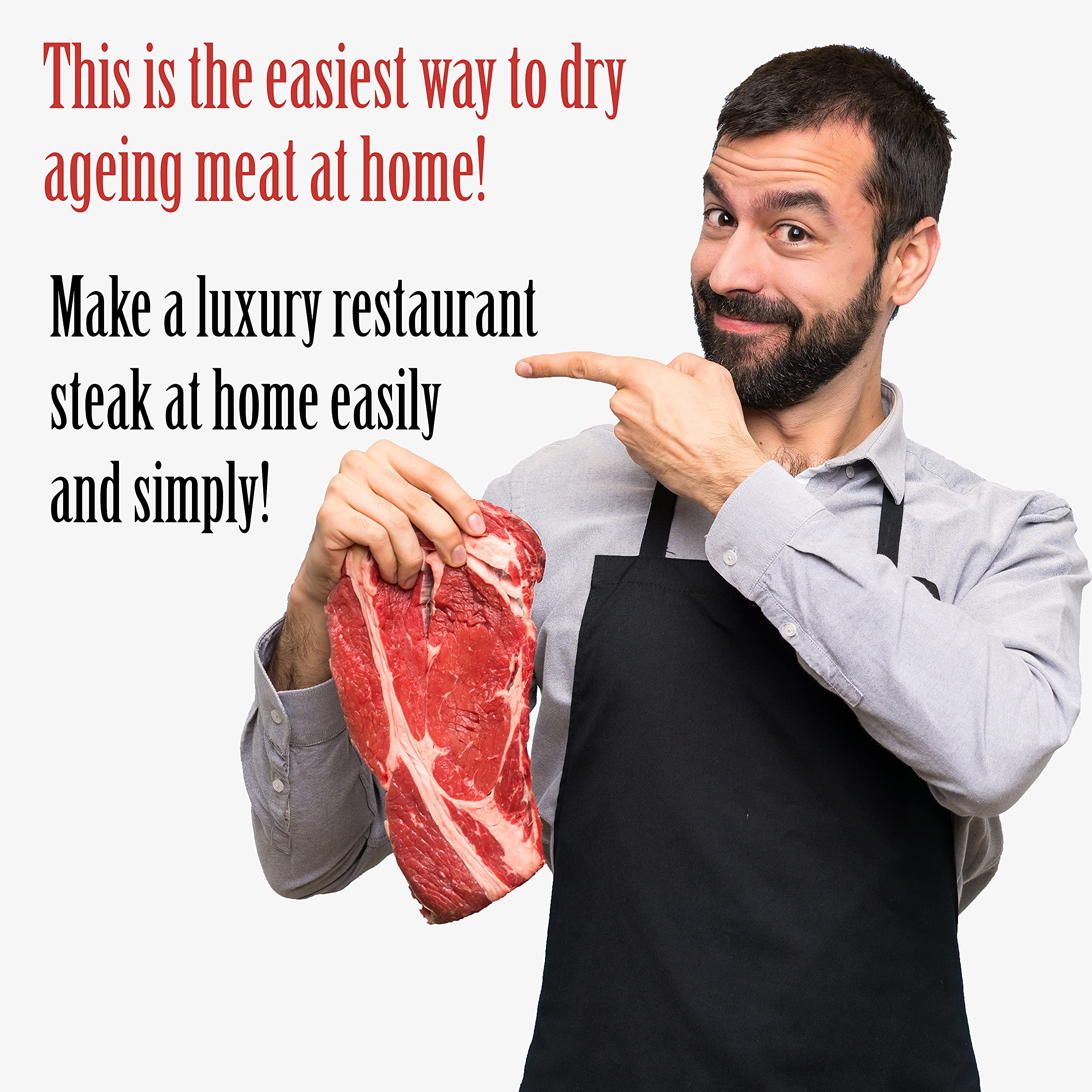 Dry Aging Bags for Meat - 5 Pack (8x16 inch / 20x40cm) - No Vacuum Sealer Needed - Breathable Membrane for Home Dry Aging 1-5lb (Up to 2.5kg) Steaks - Perfect for Enhancing Flavor & Tenderness in Beef, Steak & Roasts